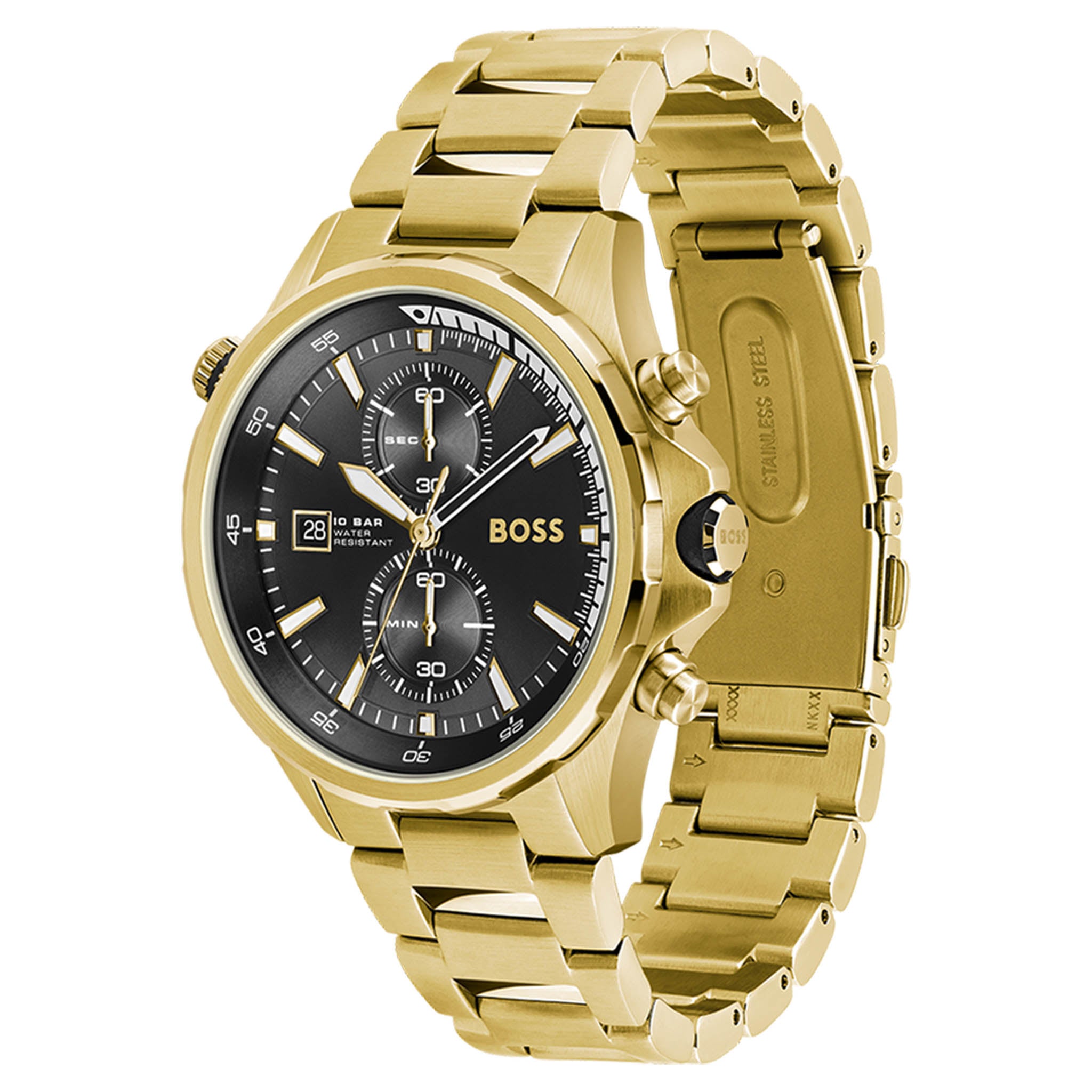 BOSS by Hugo Boss Gold Steel Black Dial Men's Chrono Watch - 1513932