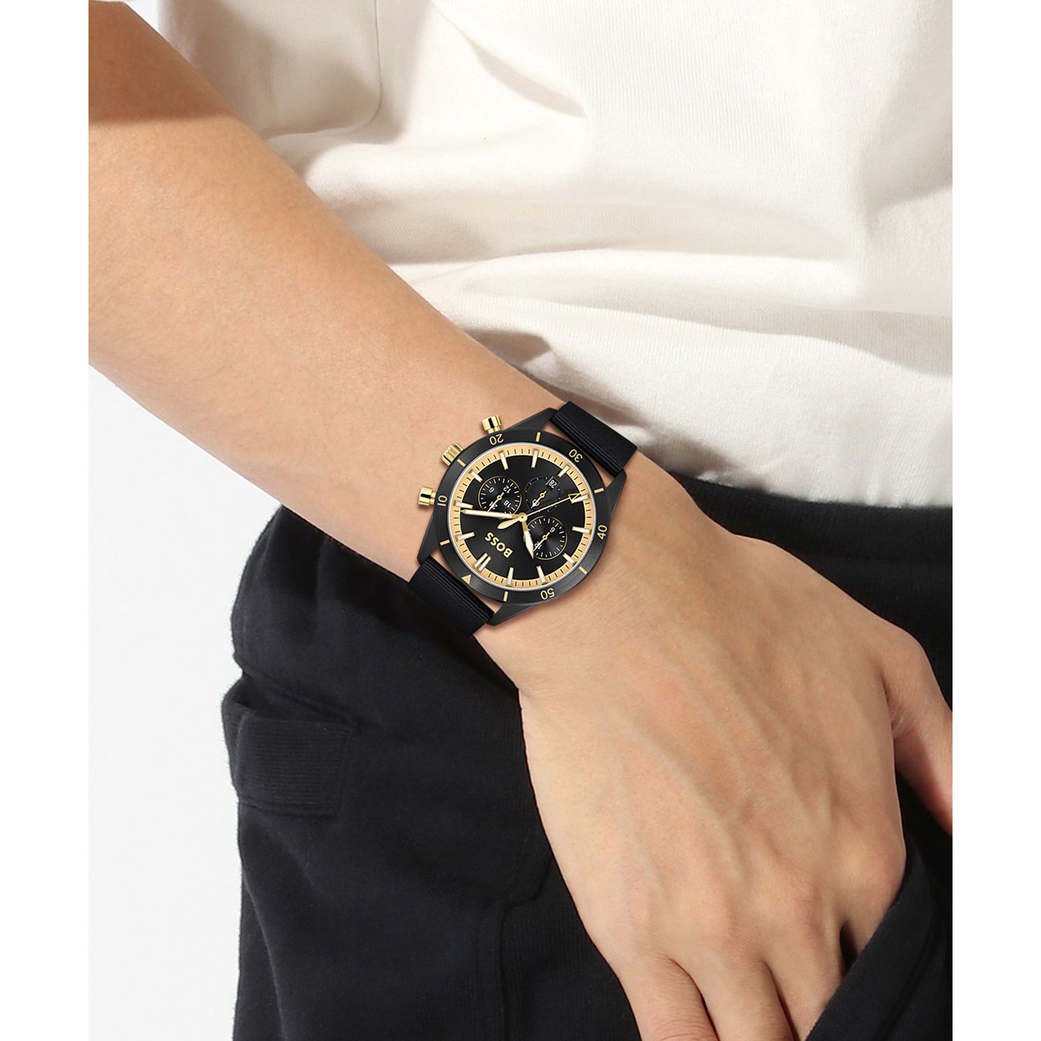 Hugo Boss Black Fabric Men's Chronograph Watch - 1513935