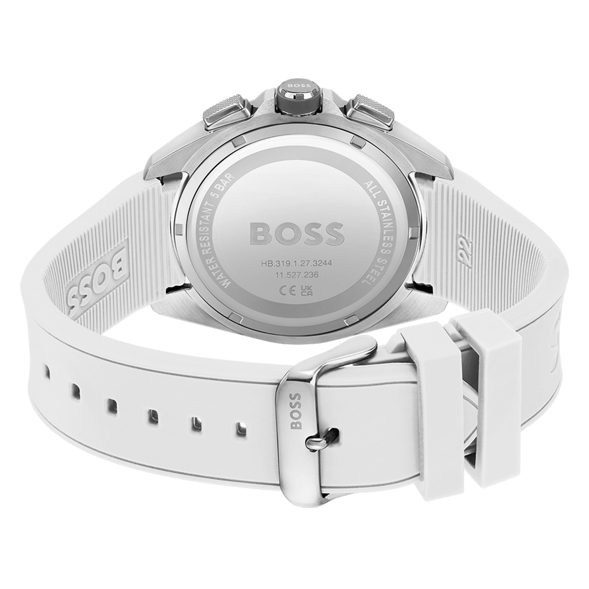 BOSS by Hugo Boss White Silicone Grey Dial Men's Chrono Watch - 1513948