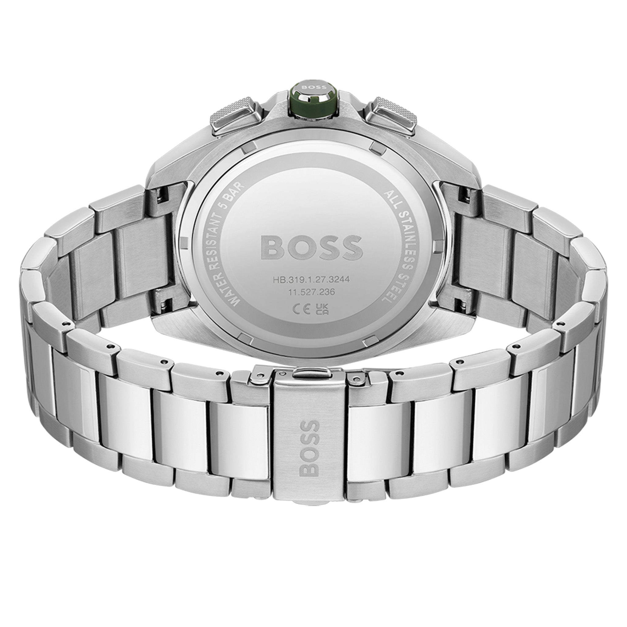 BOSS by Hugo Boss Stainless Steel Green Dial Men's Chronograph Watch - 1513951