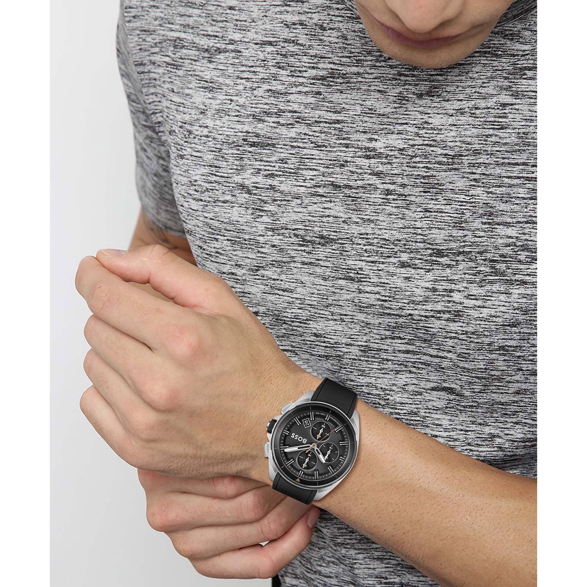 BOSS by Hugo Boss Black Silicone Men's Chrono Watch - 1513953