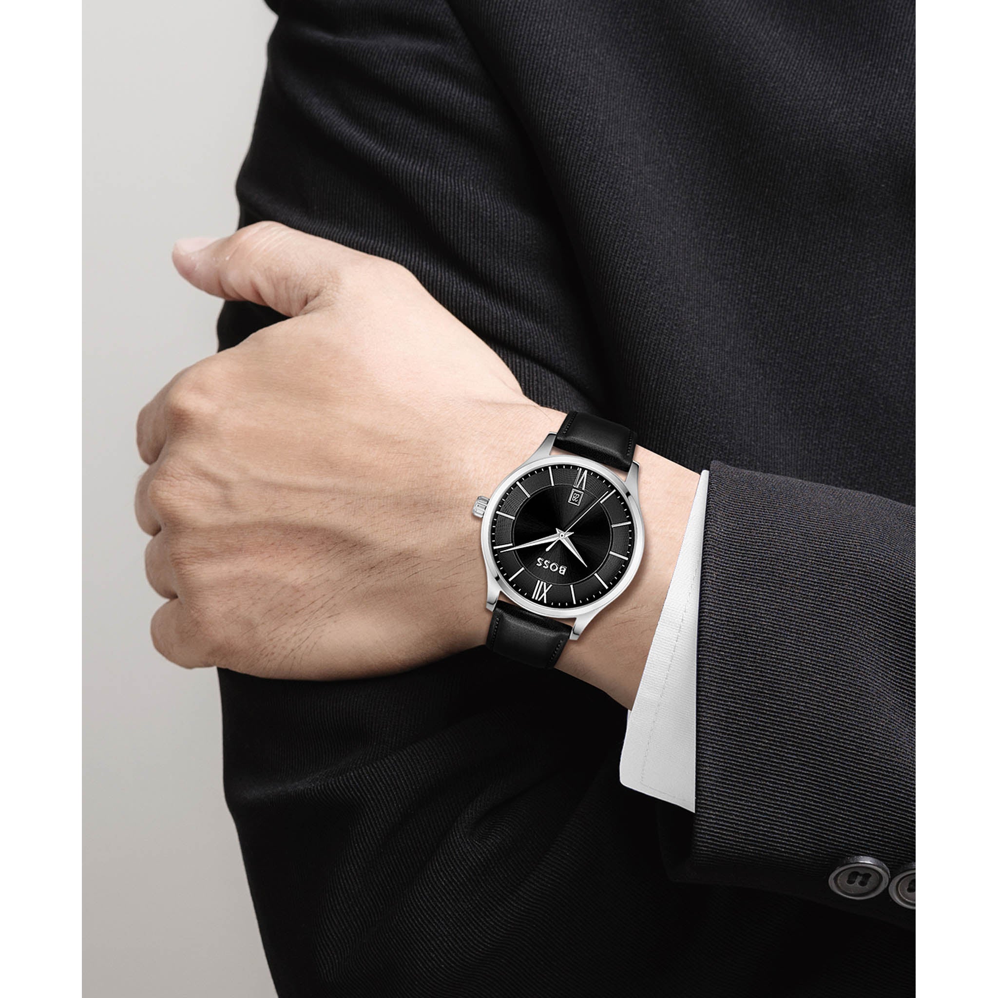 BOSS by Hugo Boss Leather Black Dial Men's Watch - 1513954