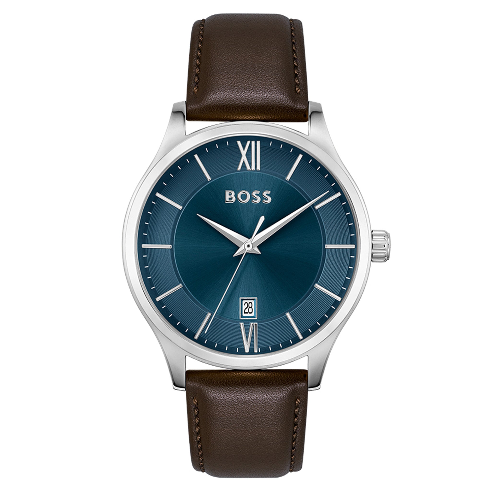 BOSS by Hugo Boss Brown Leather Blue Dial Men's Watch - 1513955