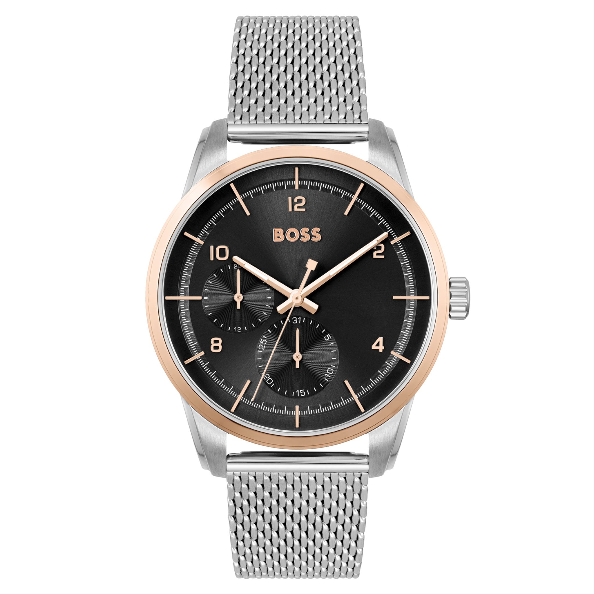 BOSS by Hugo Boss Mesh Steel Black Dial Men's Multi-function Watch - 1513961