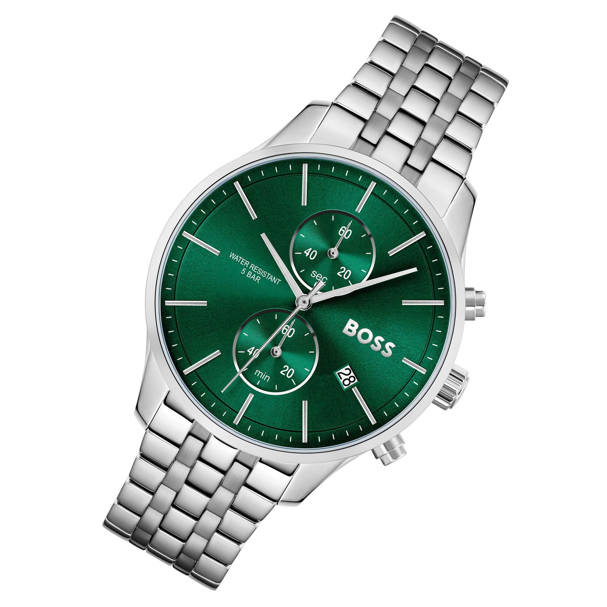 BOSS by Hugo Boss Stainless Steel Green Dial Chronograph Men's Watch - 1513975