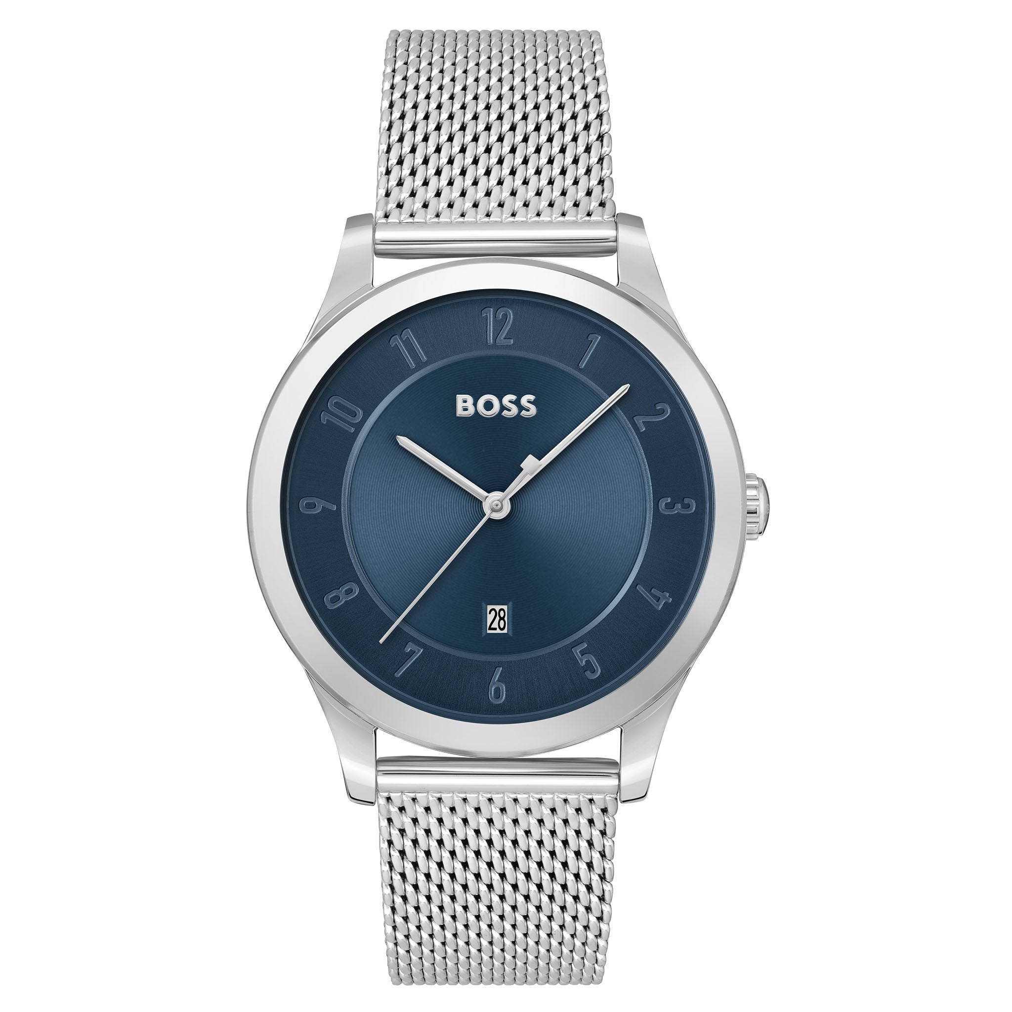 Hugo Boss Silver Mesh Blue Dial Men's Watch - 1513985