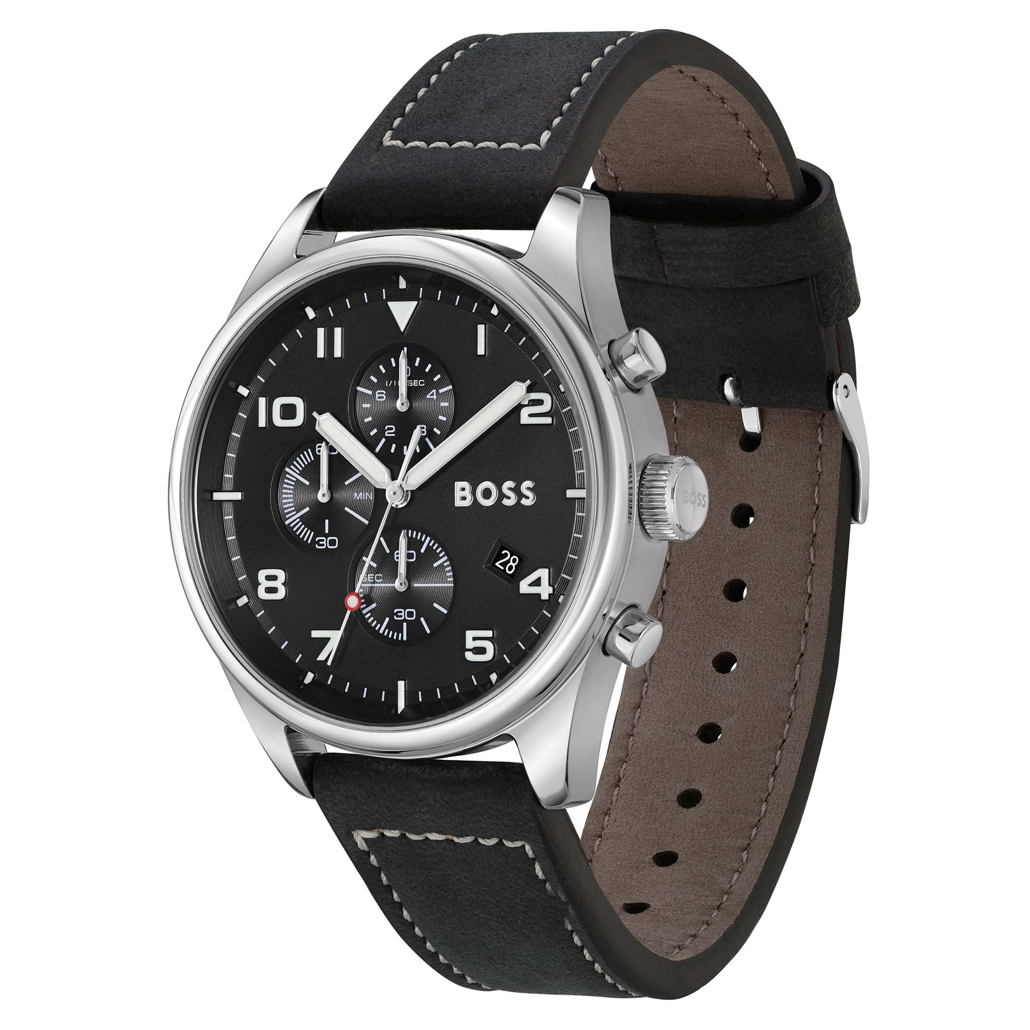 Hugo Boss Black Leather Chronograph Men's Watch - 1513987