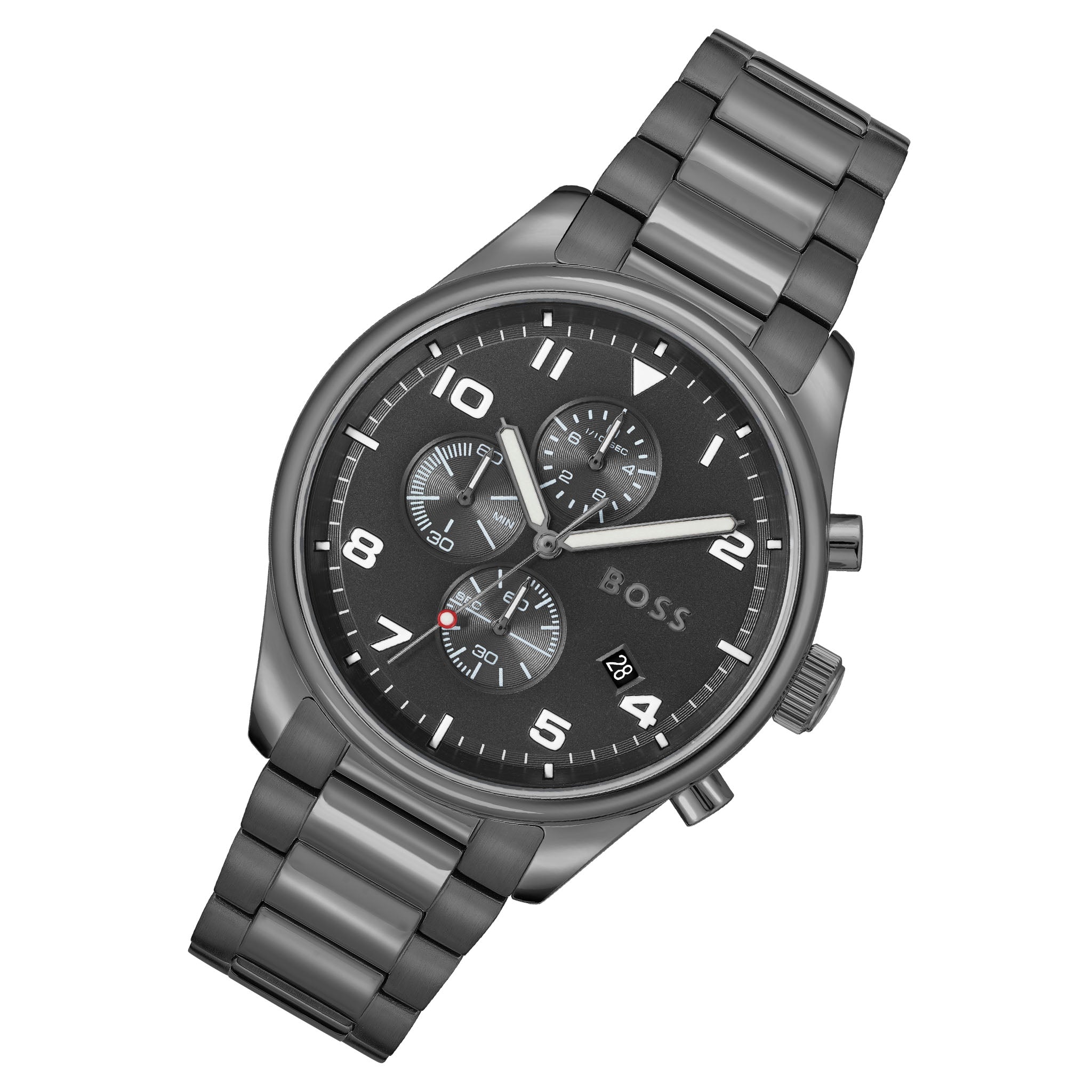 BOSS by Hugo Boss Grey Steel Black Dial Chronograph Men's Watch - 1513991