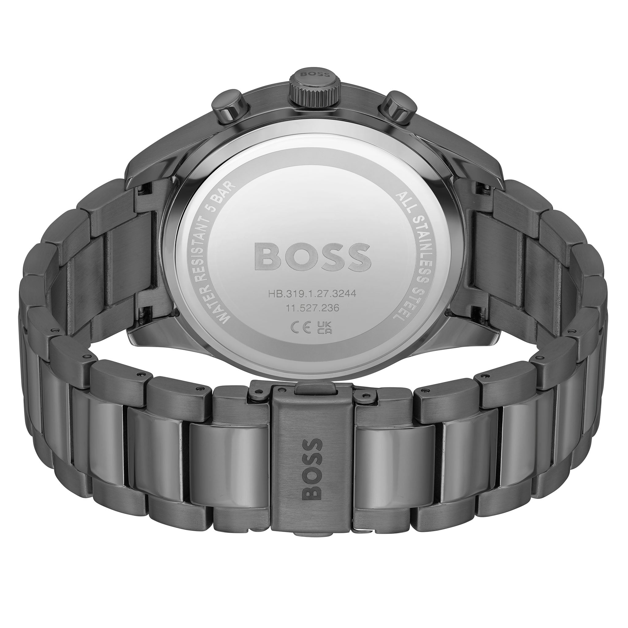 BOSS by Hugo Boss Grey Steel Black Dial Chronograph Men's Watch - 1513991