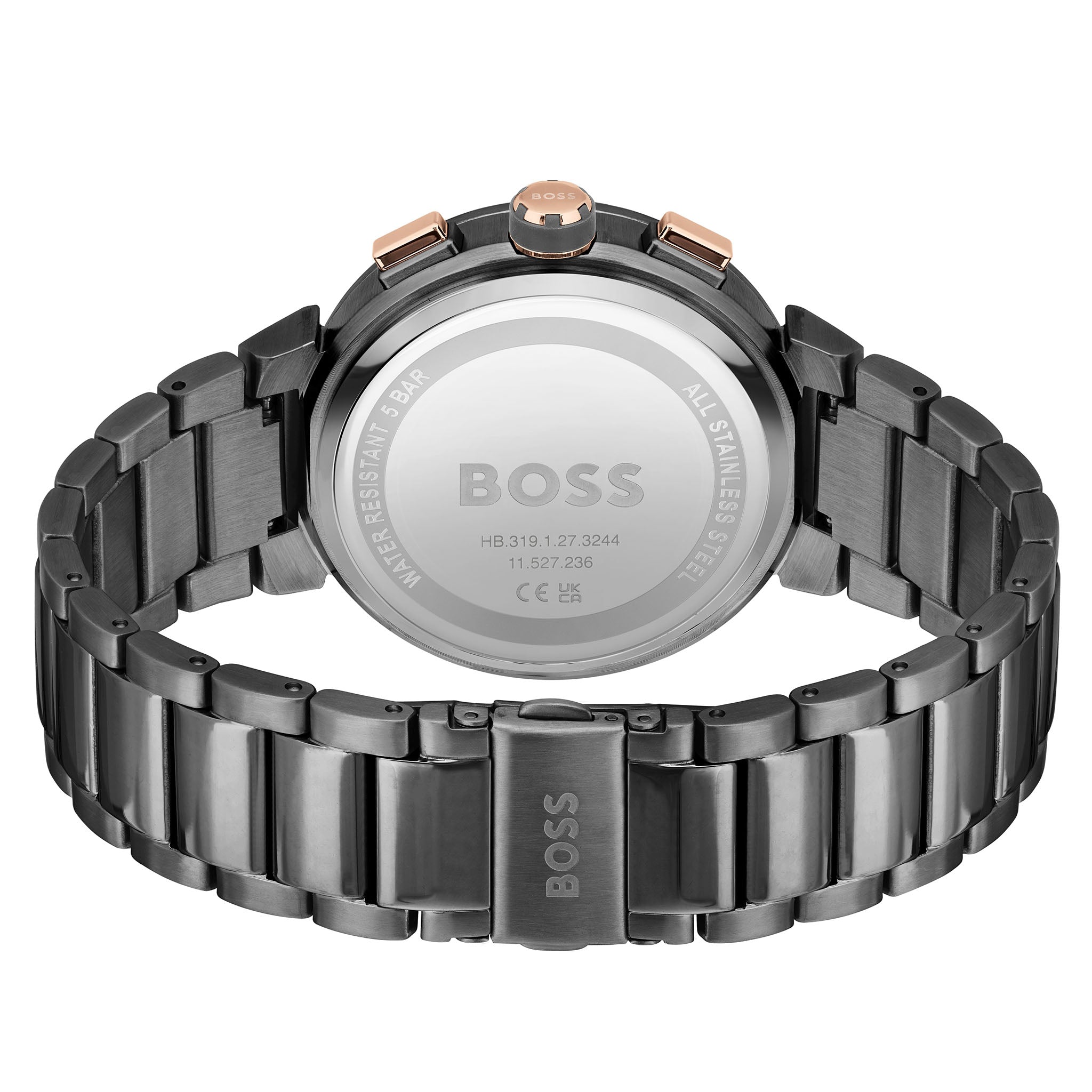 BOSS by Hugo Boss Grey Steel Red Dial Chronograph Men's Watch - 1514000