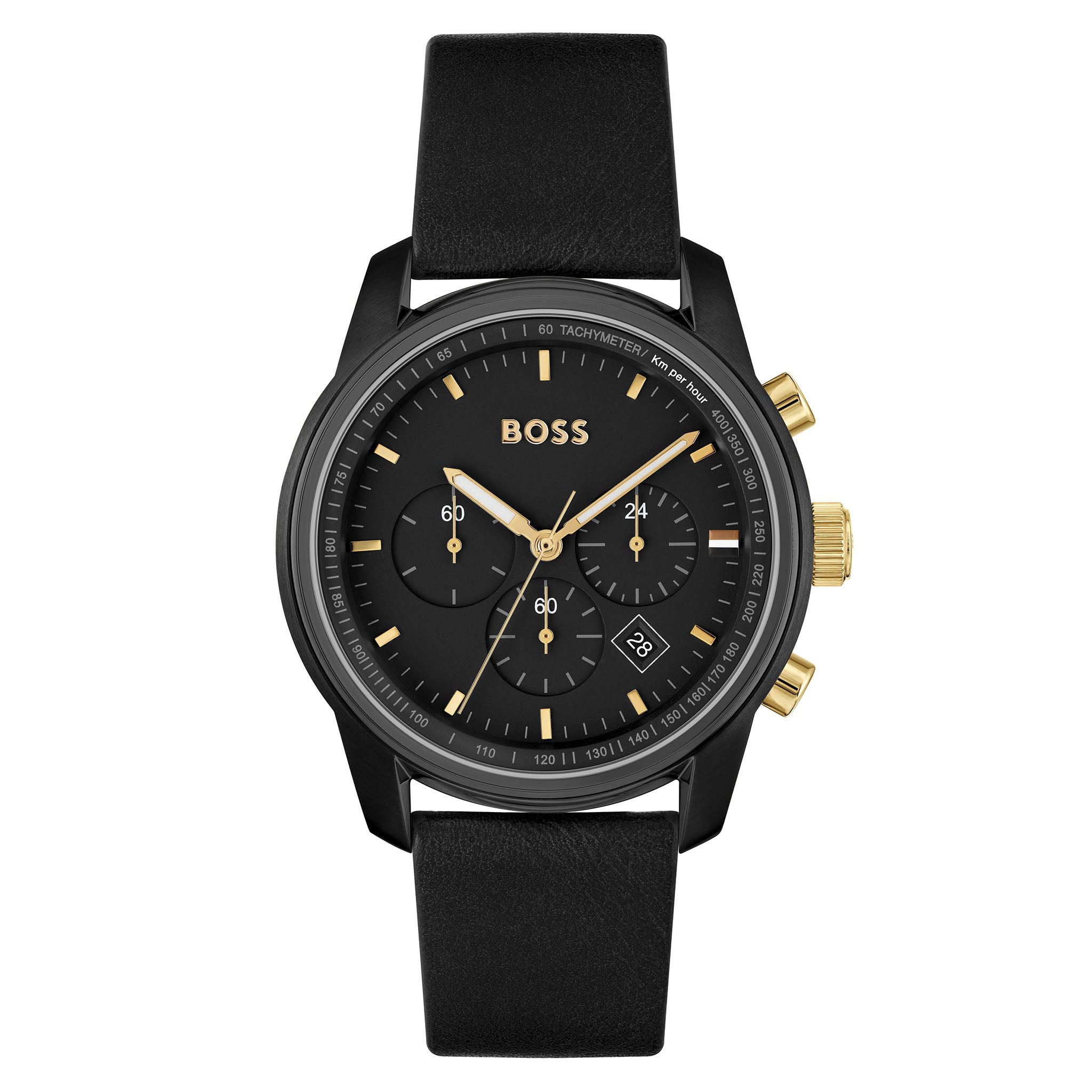 Hugo Boss Black Leather Chronograph Men's Watch - 1514003