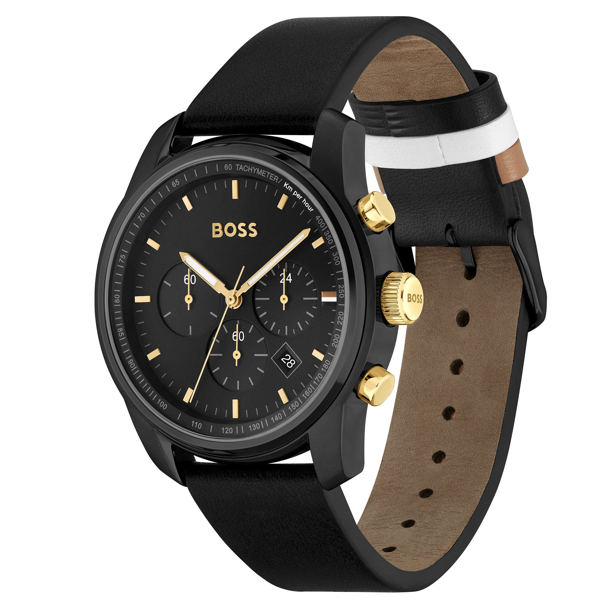 Hugo Boss Black Leather Chronograph Men's Watch - 1514003