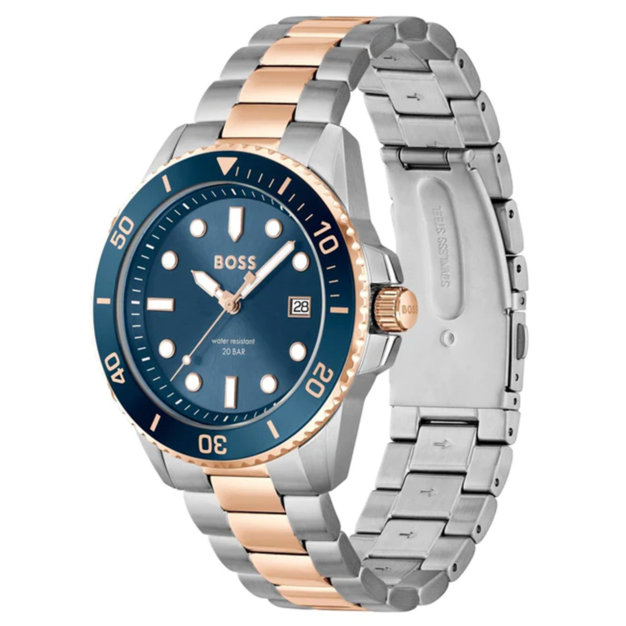 BOSS by Hugo Boss Carnation Gold Steel Blue Dial Men's Watch - 1514012