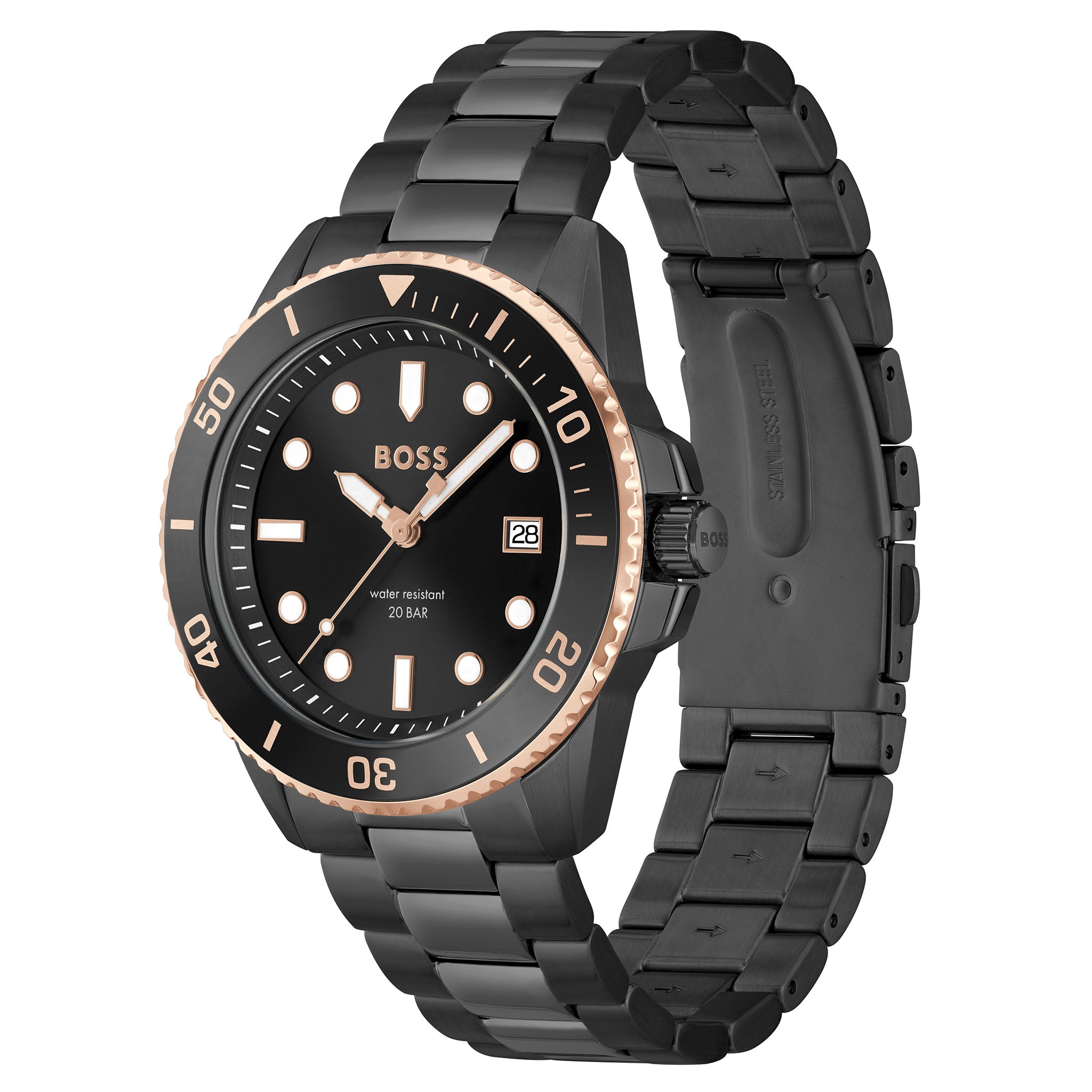 BOSS by Hugo Boss Stainless Steel Black Dial Men's Watch - 1514013