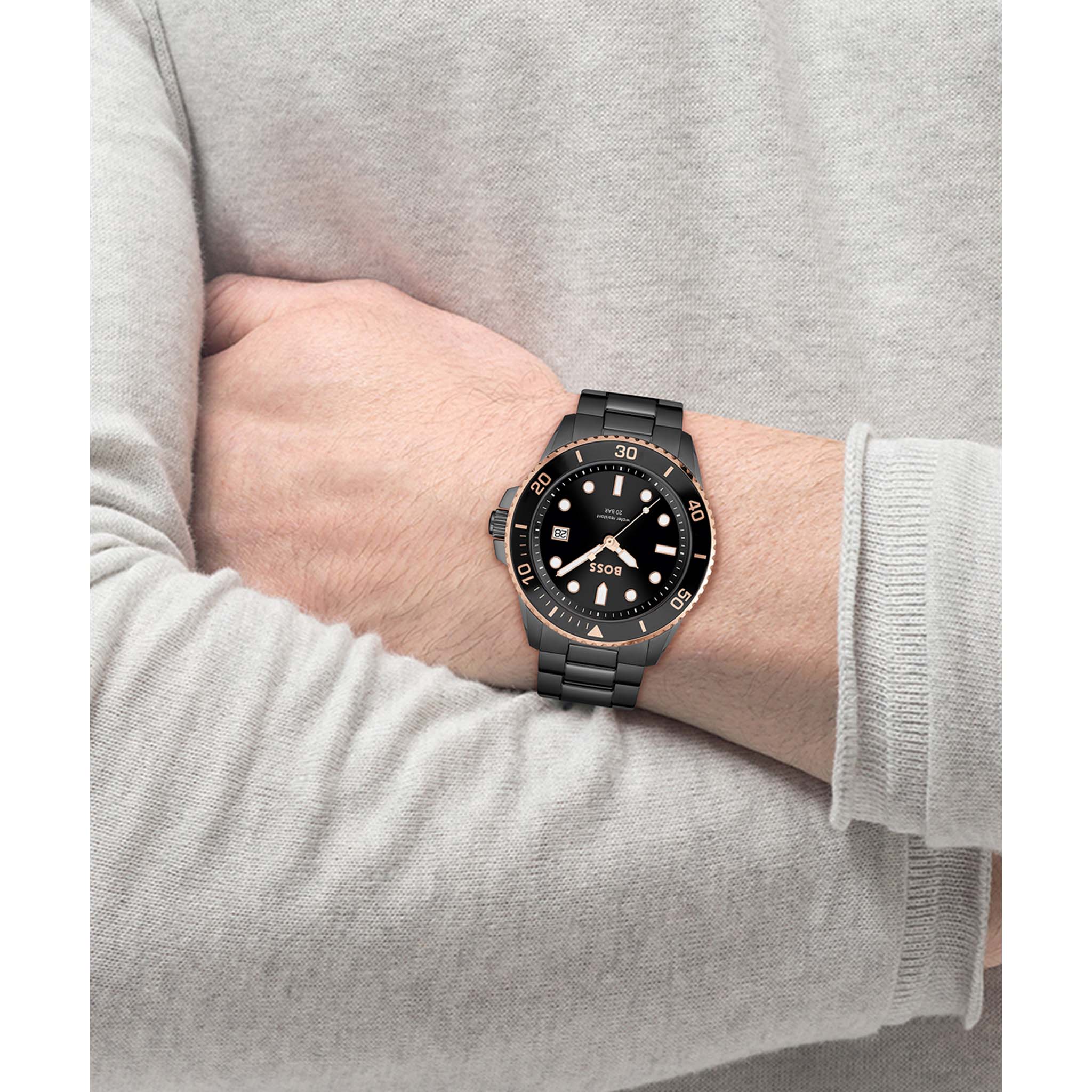 BOSS by Hugo Boss Stainless Steel Black Dial Men's Watch - 1514013