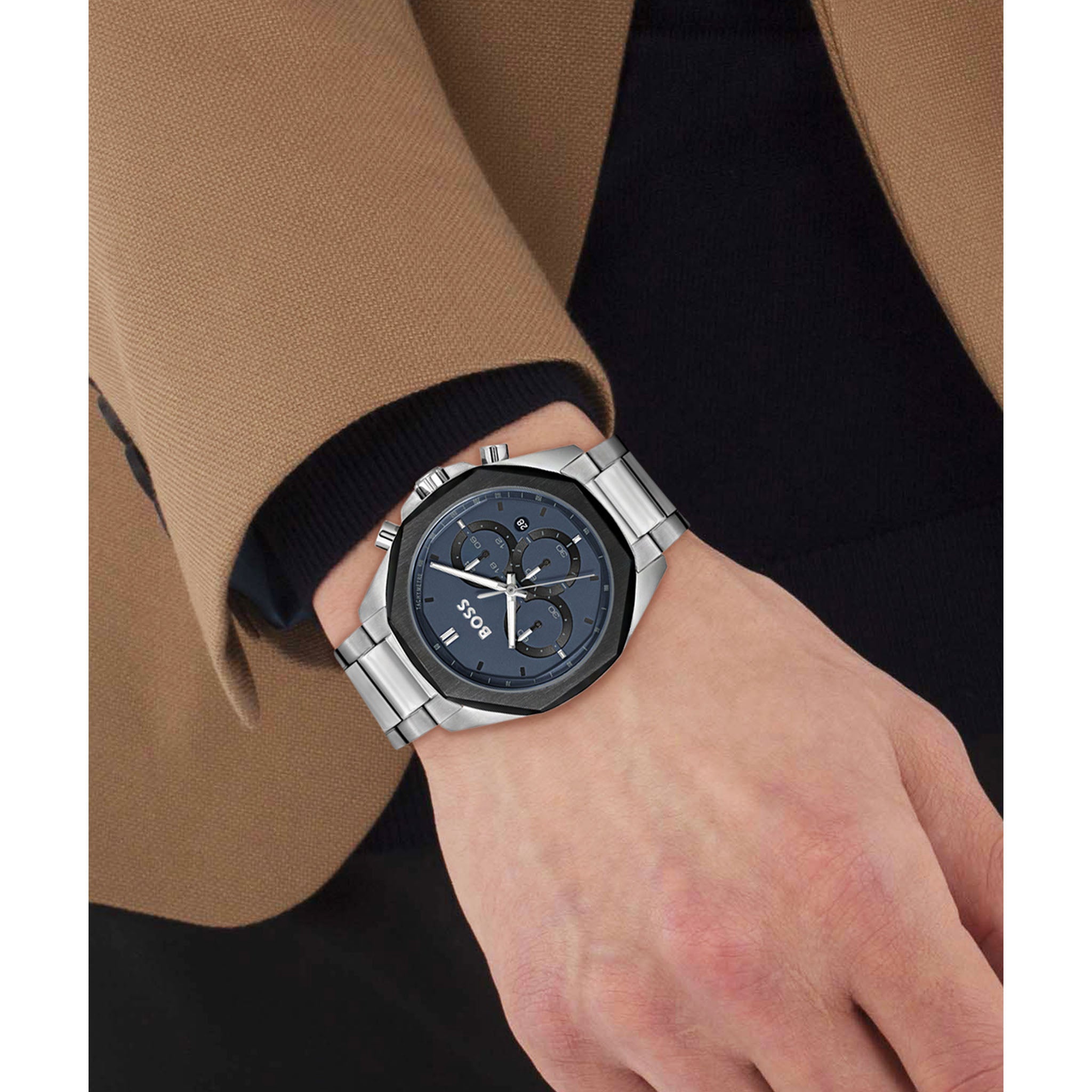 BOSS by Hugo Boss Silver-tone Steel Blue Dial Chronograph Men's Watch - 1514015