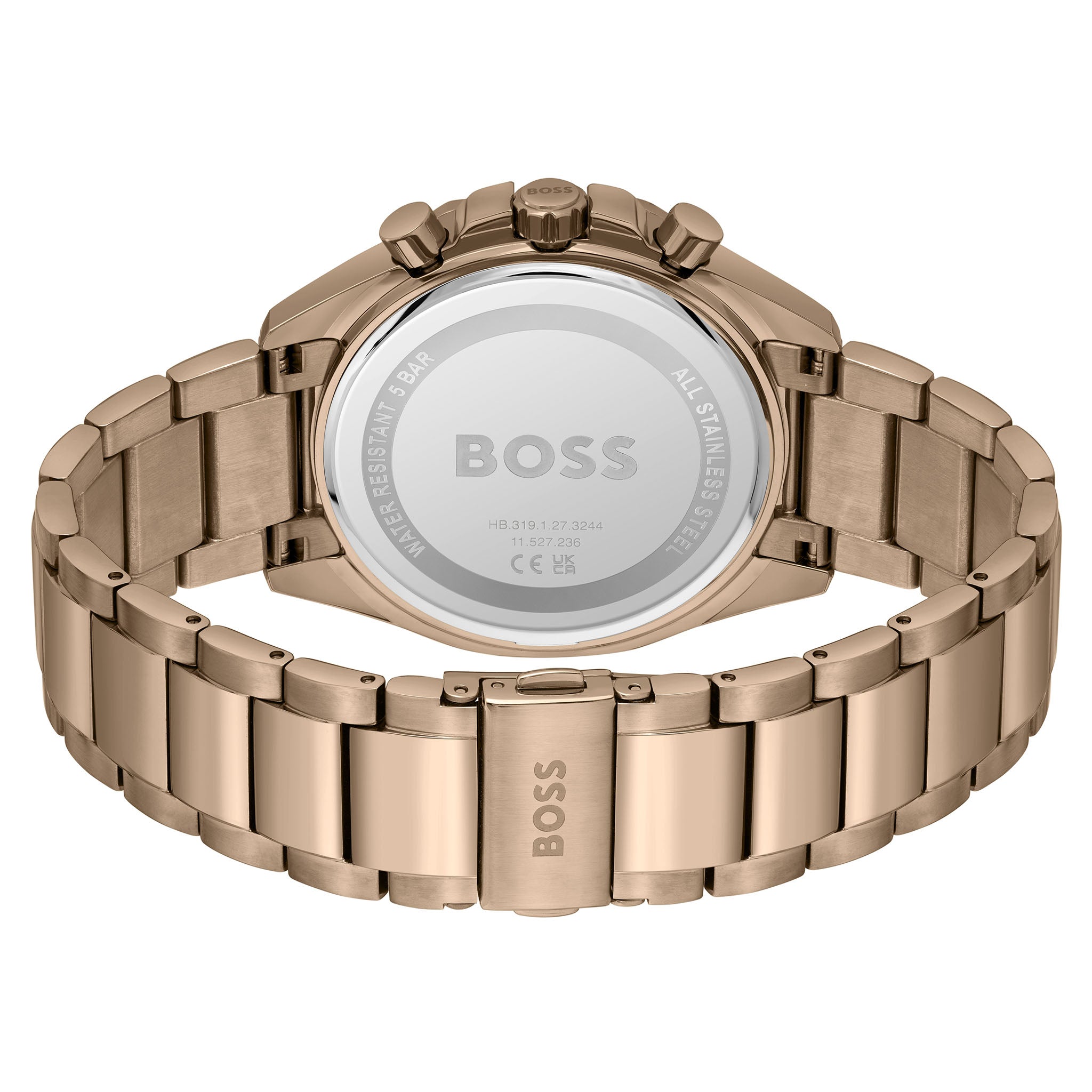 Hugo Boss Beige Gold Steel Olive Green Dial Chronograph Men's Watch - 1514019