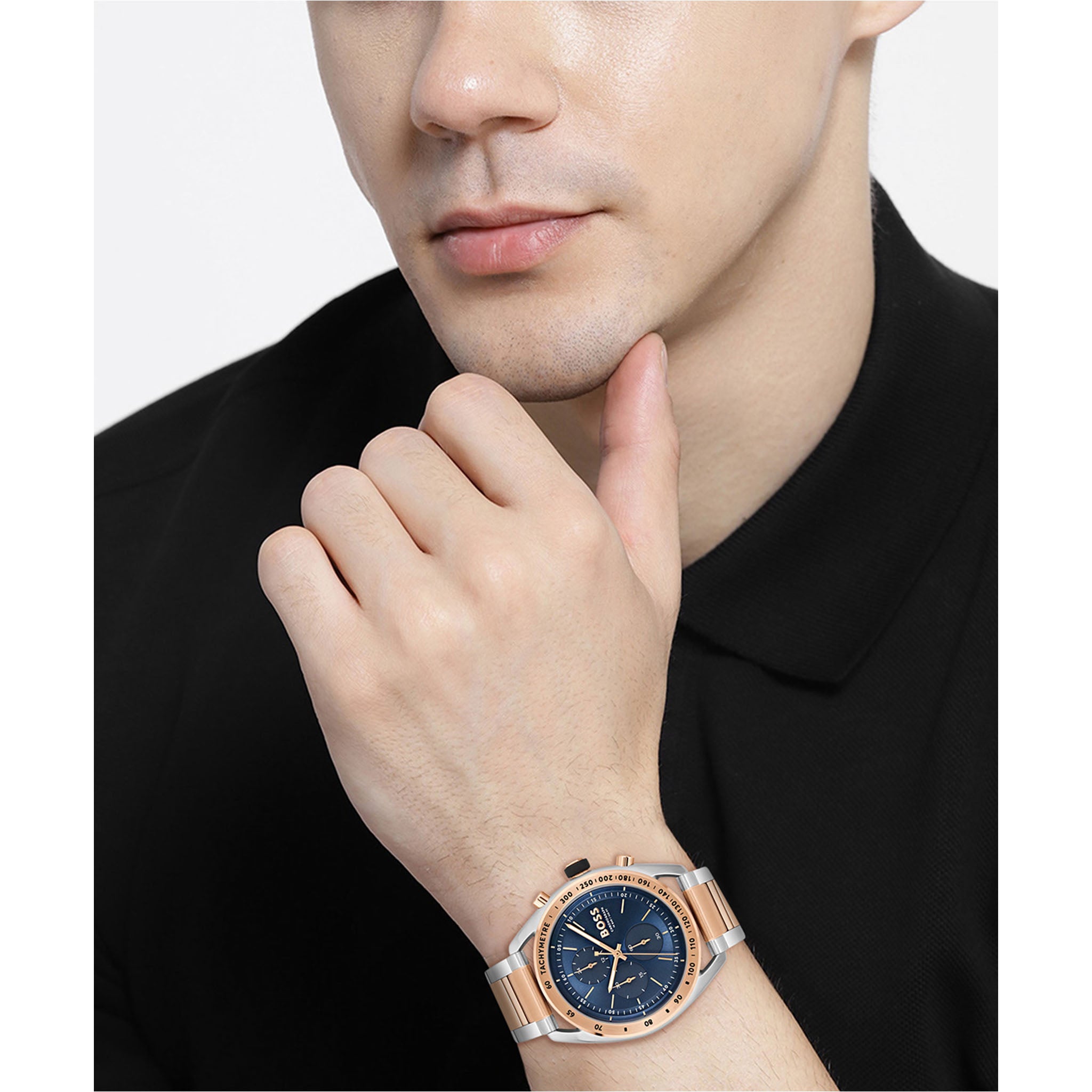 Hugo Boss Two-Tone Steel Blue Dial Chronograph Men's Watch - 1514026