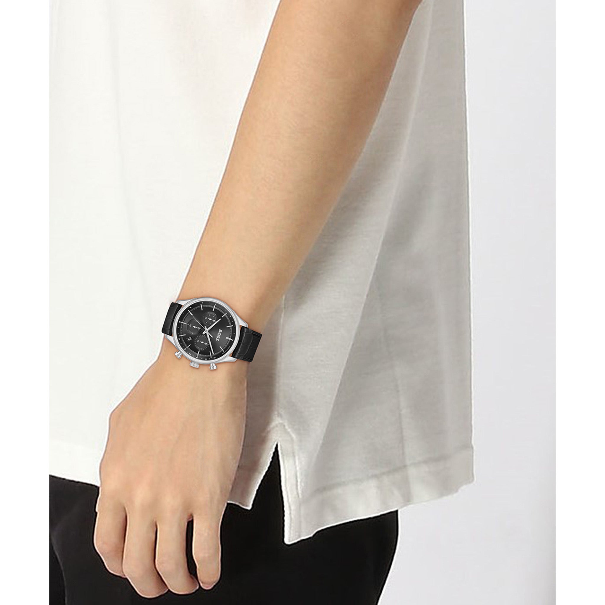 Hugo Boss Black Leather Chronograph Men's Watch - 1514049