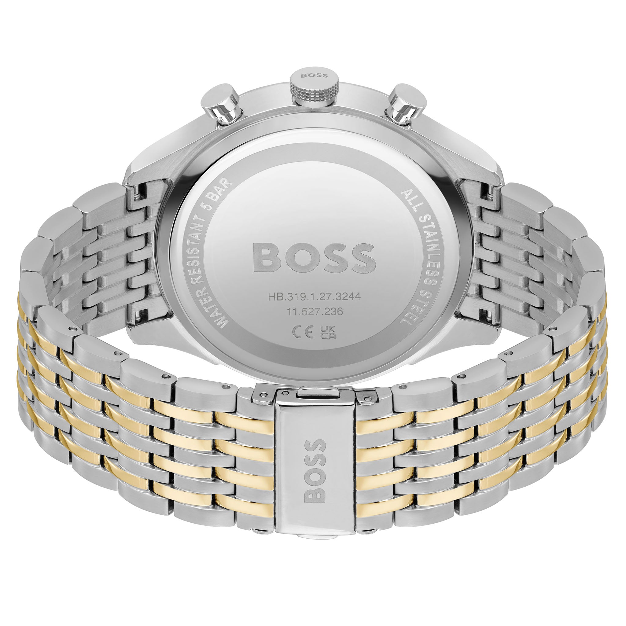 Hugo Boss Two-Tone Steel Grey & Silver White Dial Chronograph Men's Watch - 1514053