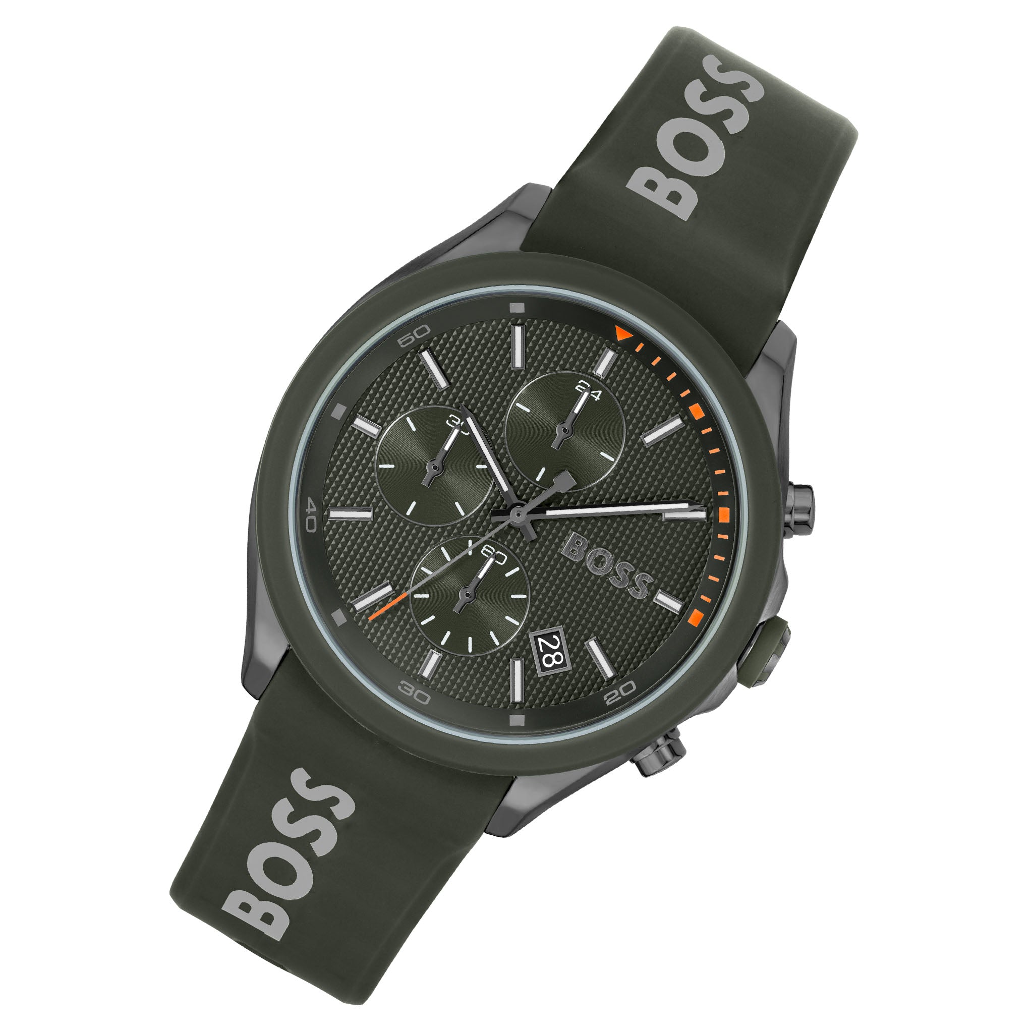 Hugo Boss Silicone Green Dial Chronograph Men's Watch - 1514060