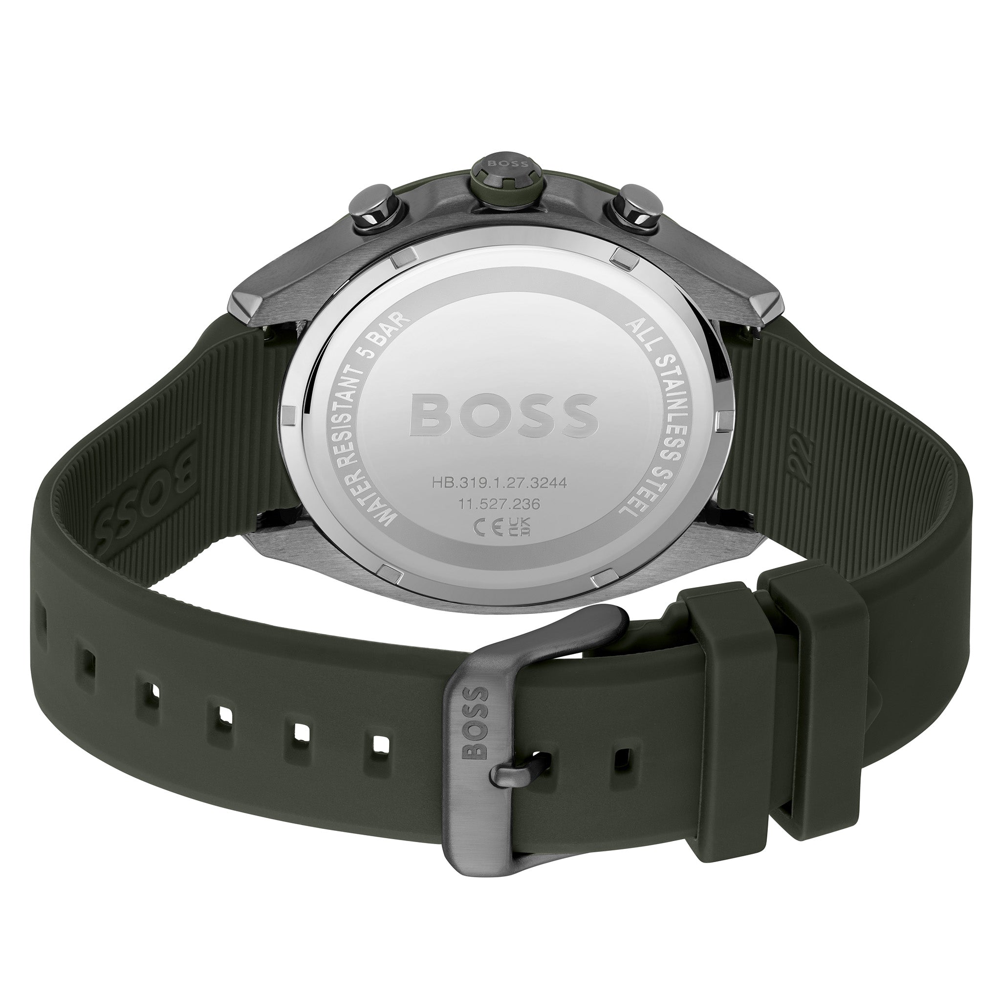 Hugo Boss Silicone Green Dial Chronograph Men's Watch - 1514060