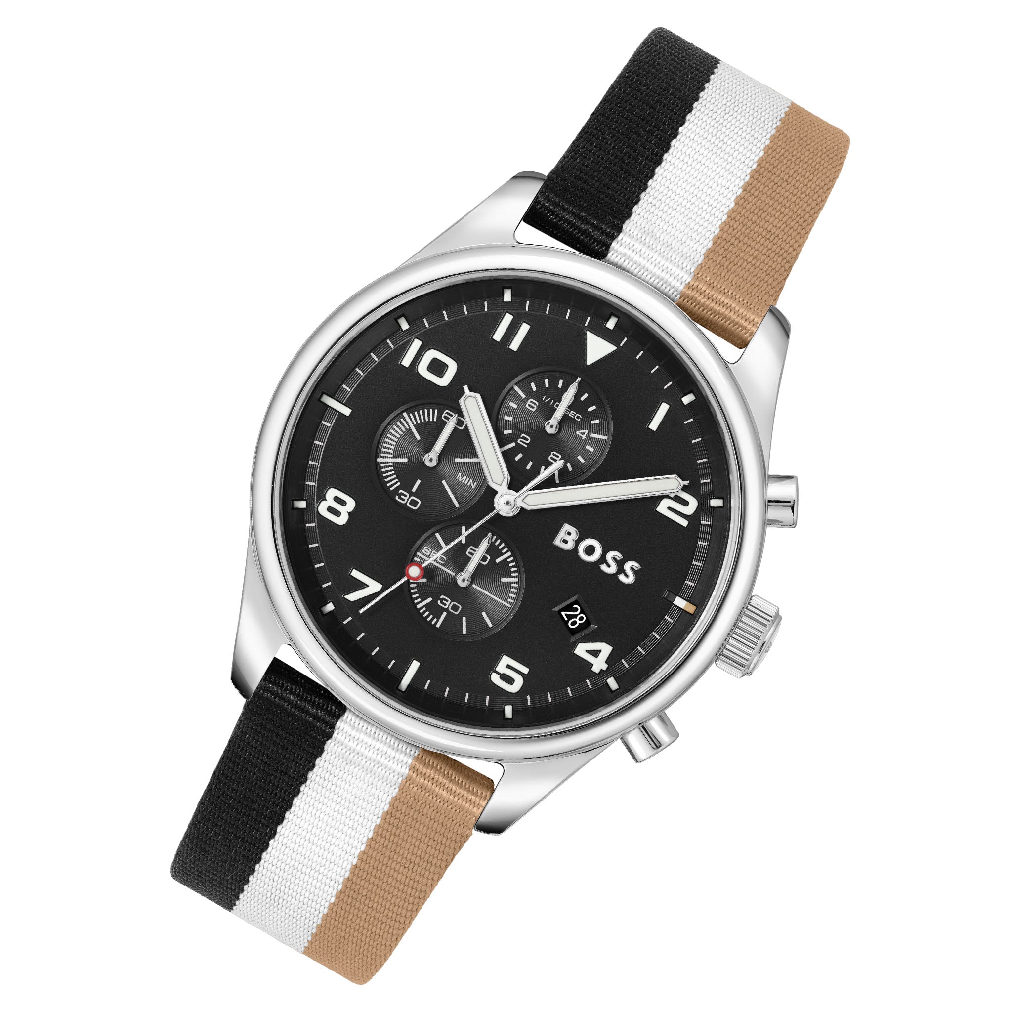 BOSS by Hugo Boss Multi-colour Nylon Black Dial Chronograph Men's Watch - 1514062