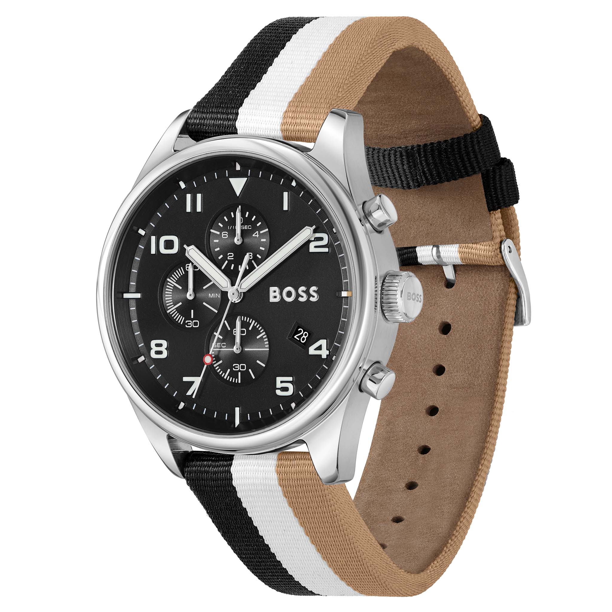 BOSS by Hugo Boss Multi-colour Nylon Black Dial Chronograph Men's Watch - 1514062