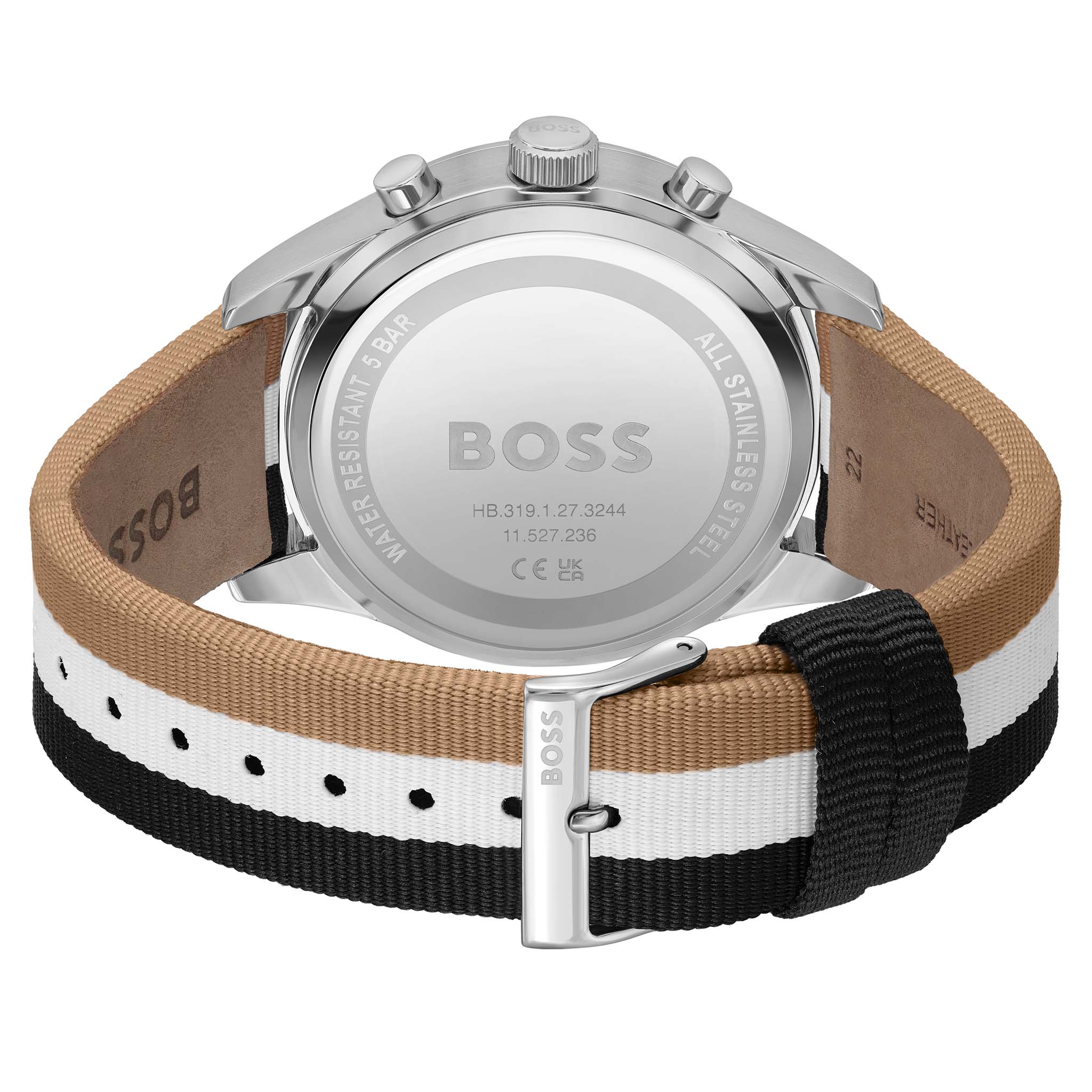 BOSS by Hugo Boss Multi-colour Nylon Black Dial Chronograph Men's Watch - 1514062