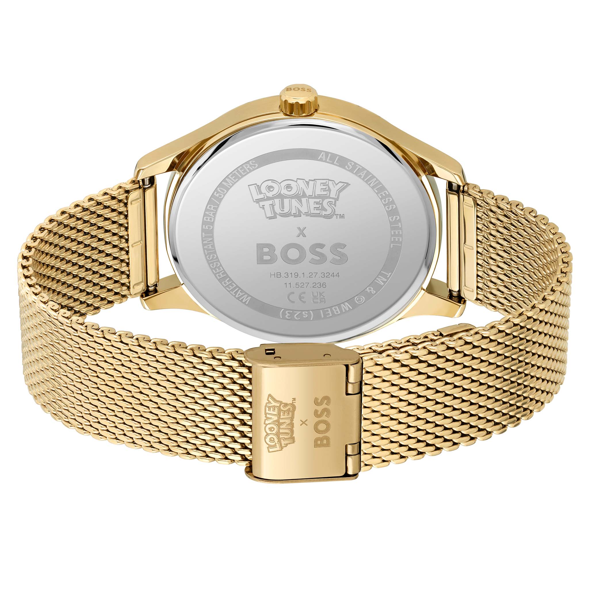 BOSS by Hugo Boss Elite Bugs Bunny Gold Steel Mesh Red Dial Men's Watch - 1514063
