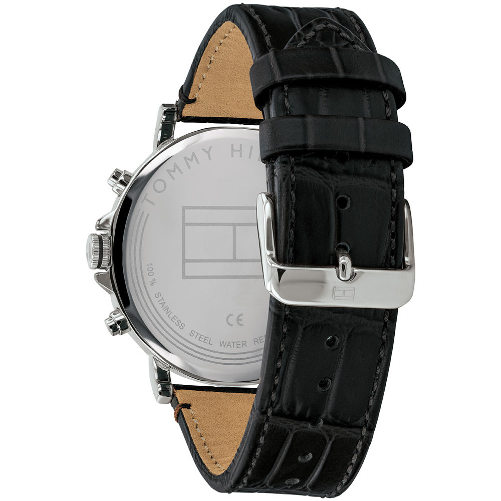 Tommy Hilfiger Black Leather Multi-function Men's Watch - 1710381