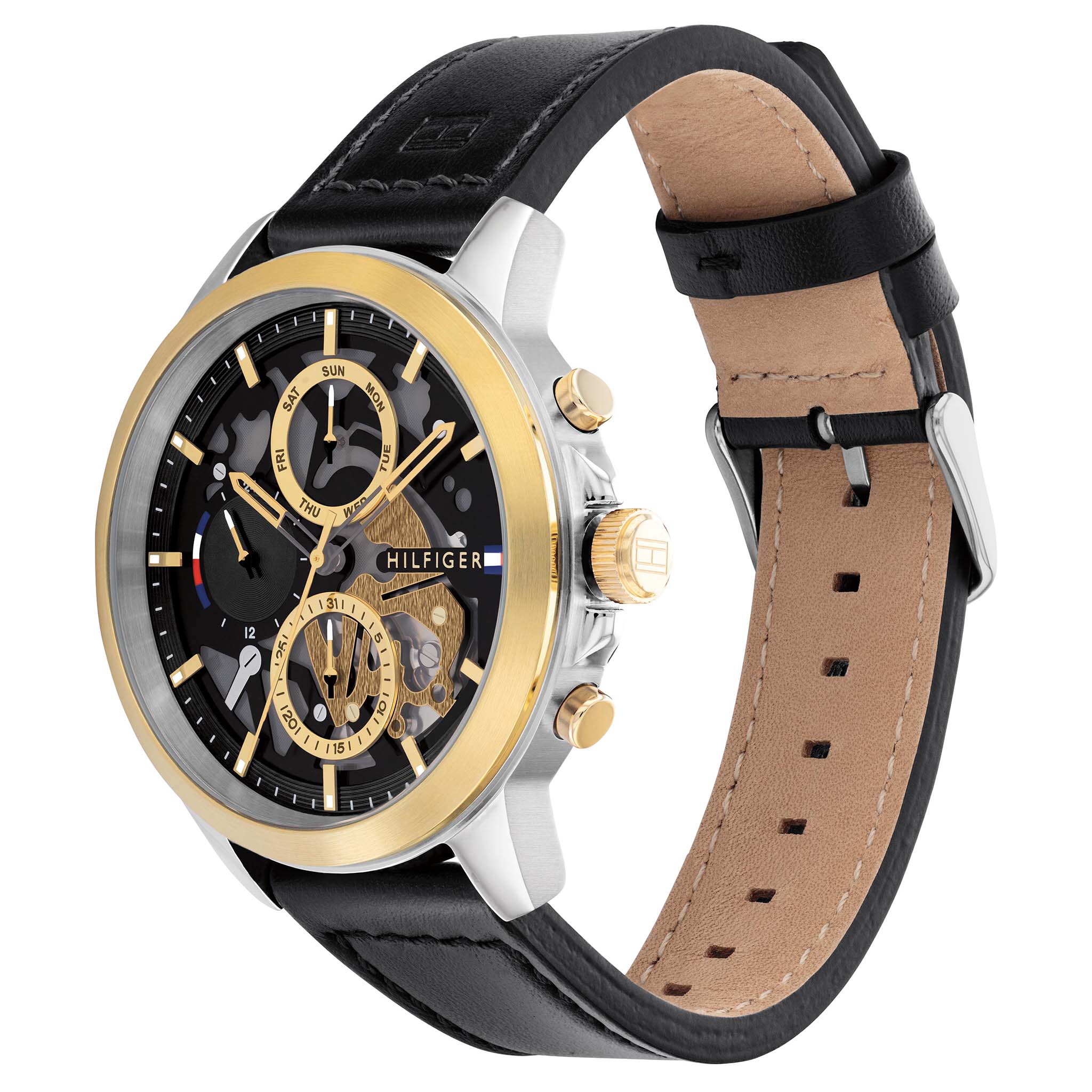 Tommy Hilfiger Black Leather Band Men's Multi-function Watch - 1710474