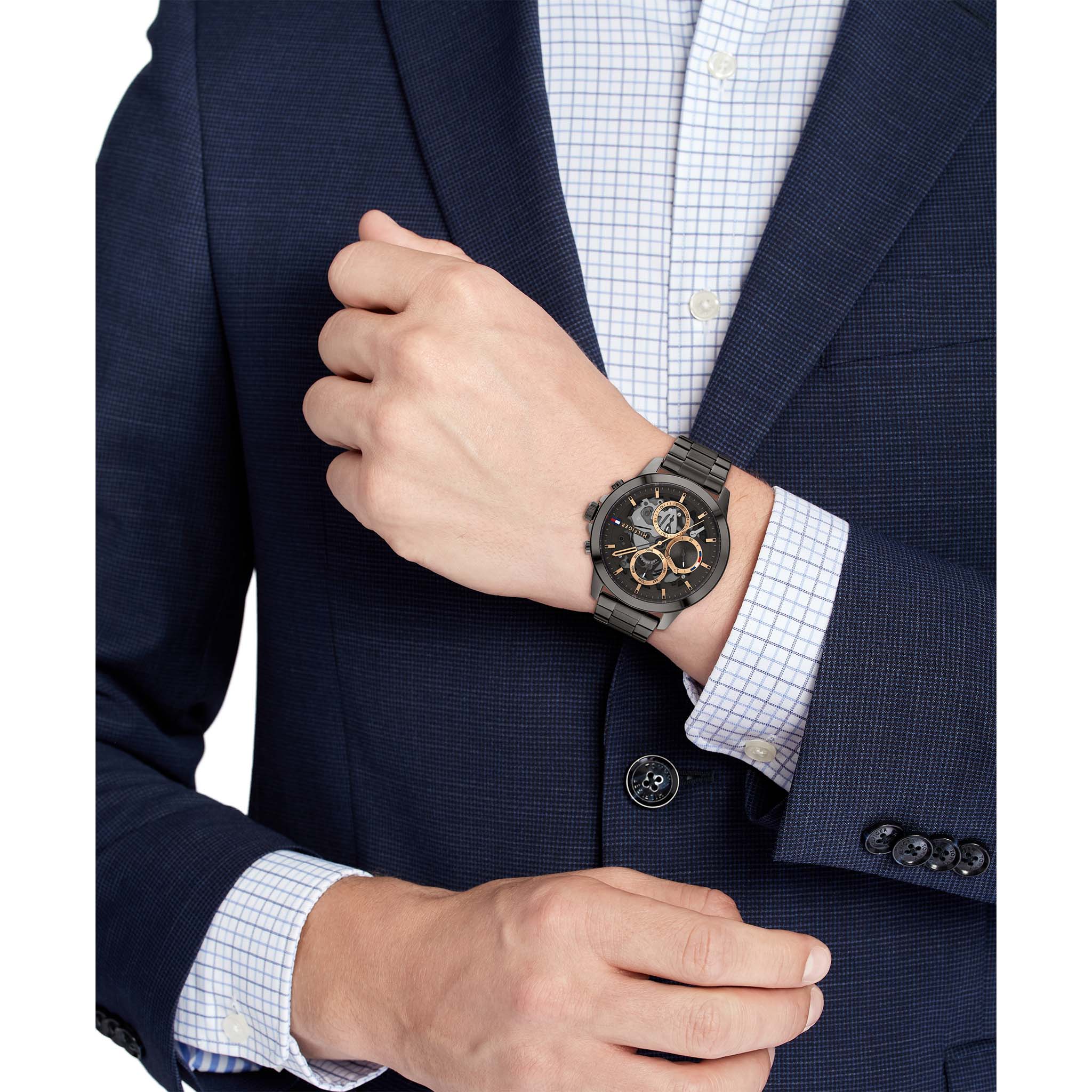 Tommy Hilfiger Grey Steel Dial Men's Multi-function Watch - 1710479