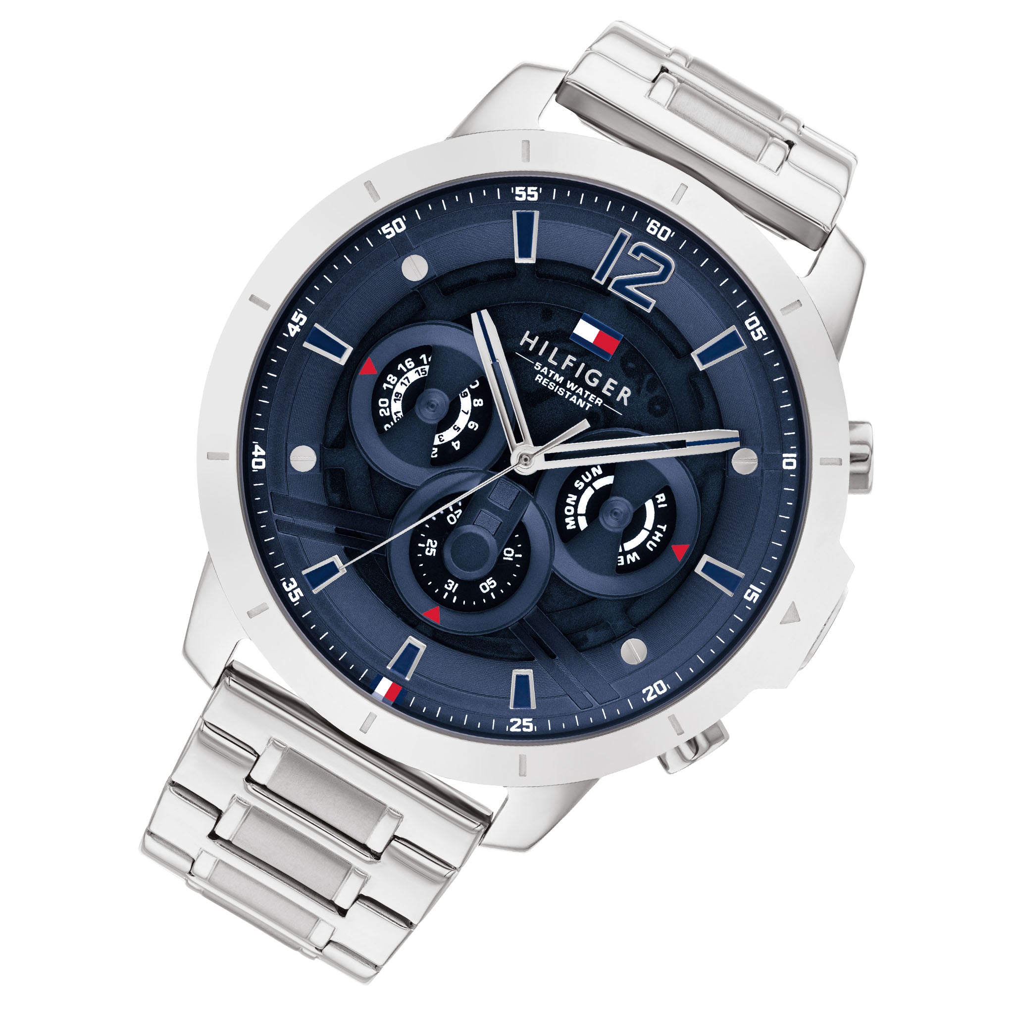 Tommy Hilfiger Silver Steel Navy Dial Men's Multi-function Watch - 1710492