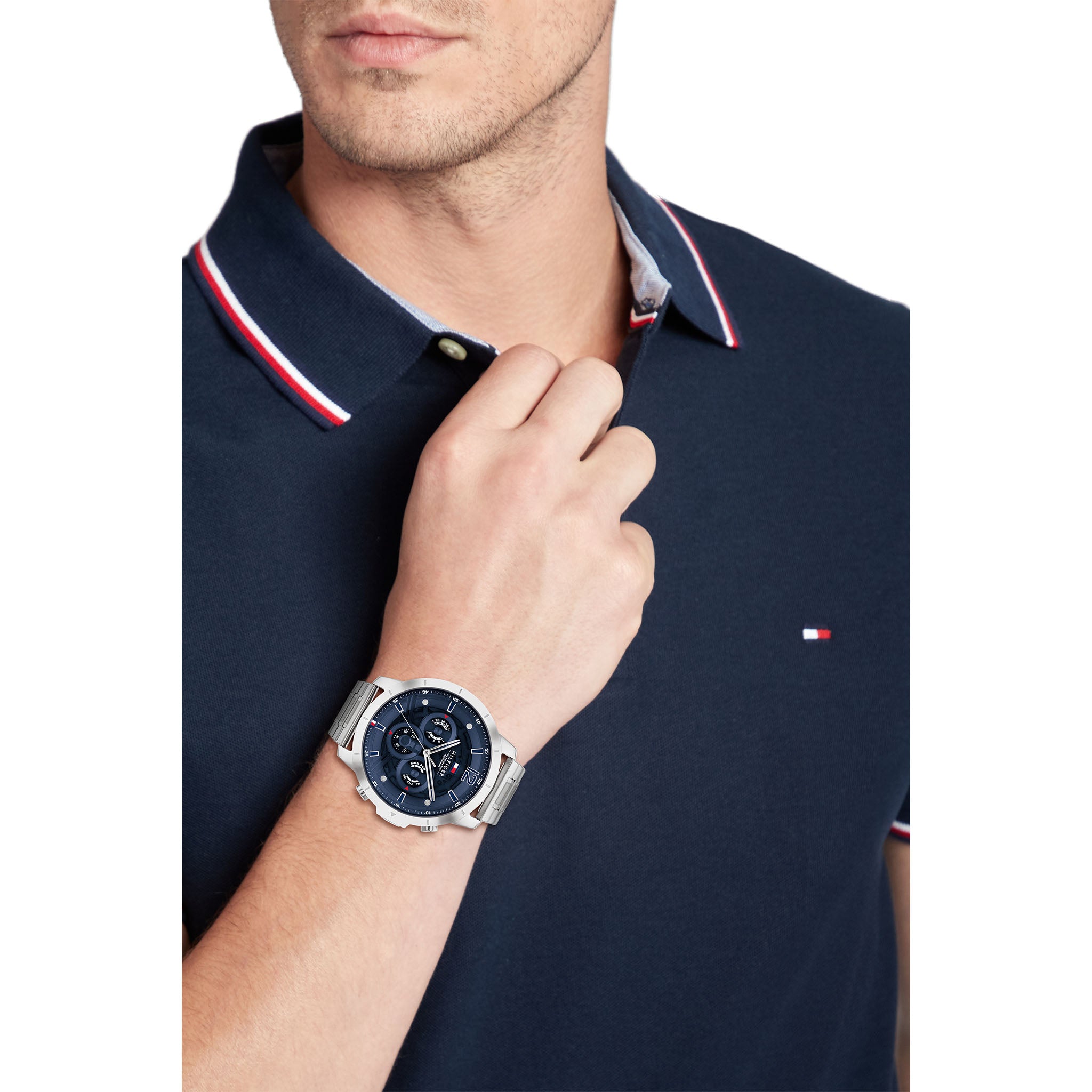 Tommy Hilfiger Silver Steel Navy Dial Men's Multi-function Watch - 1710492