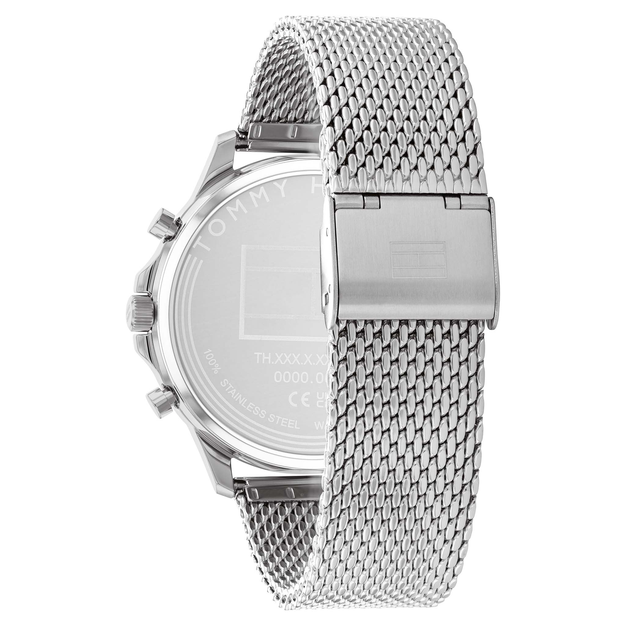 Tommy Hilfiger Silver-Tone Mesh Green Dial Multi-function Men's Watch - 1710499