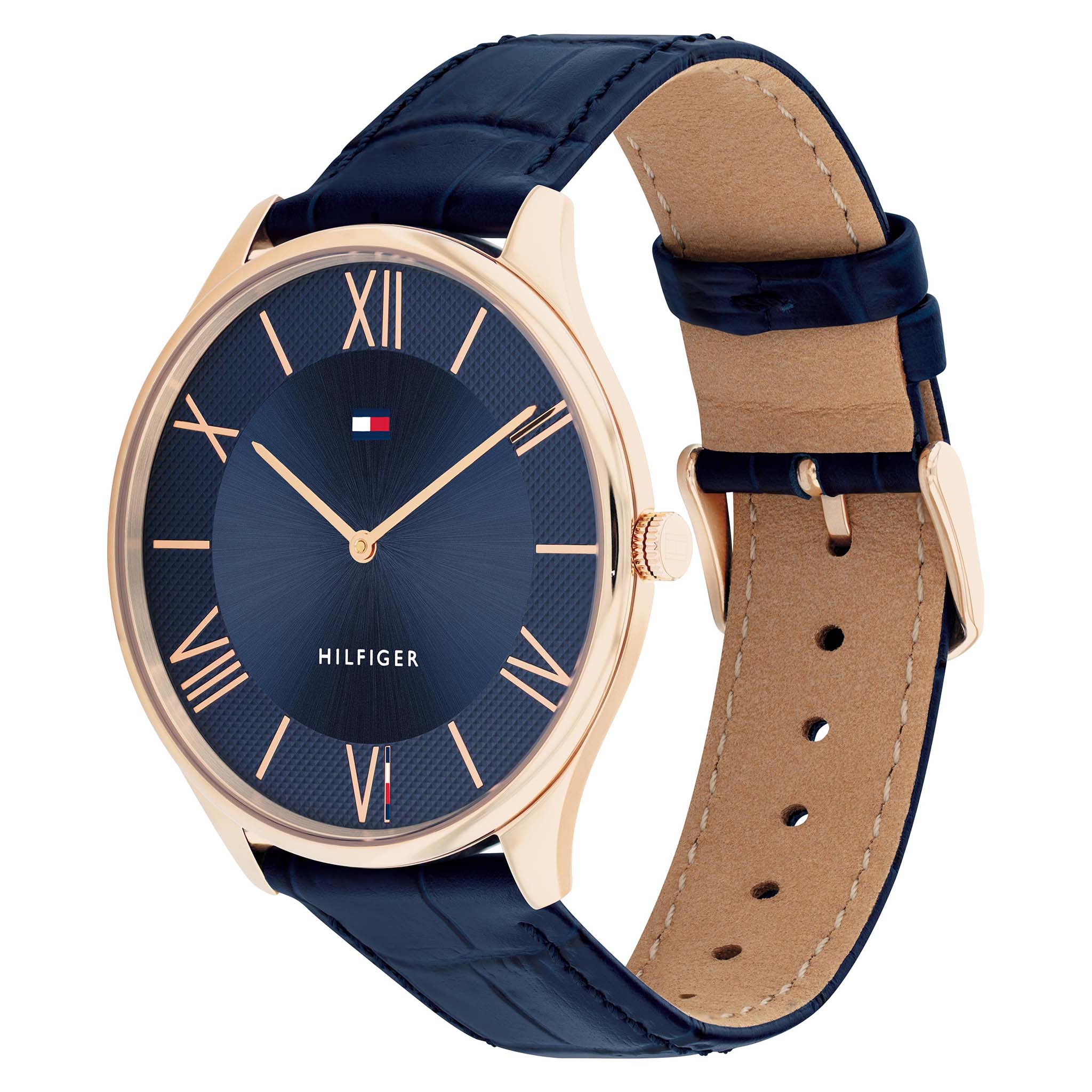 Tommy Hilfiger Navy Leather Slim Men's Watch - 1710517