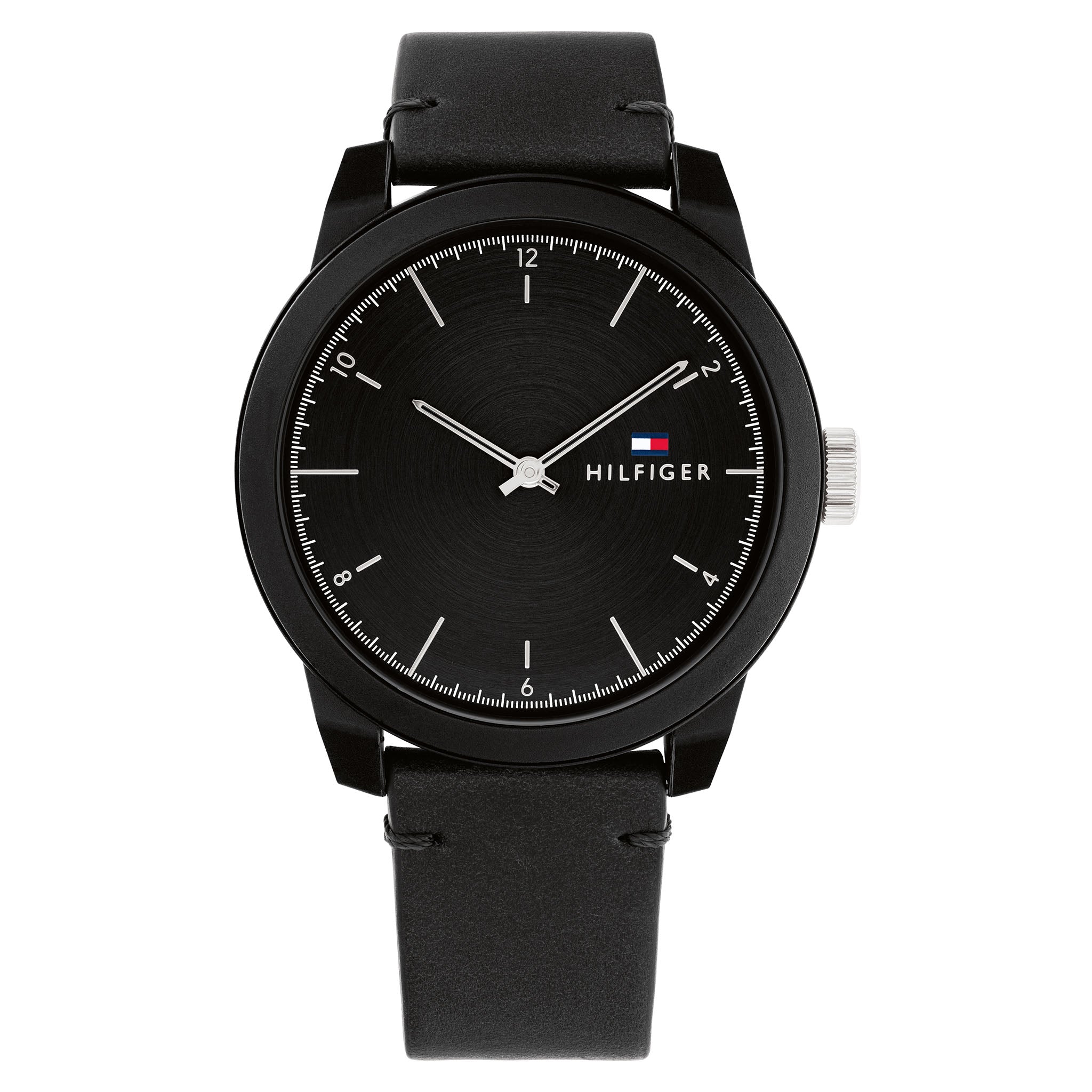 Tommy Hilfiger Denim Black Leather Black Dial Men's Watch - 1710542