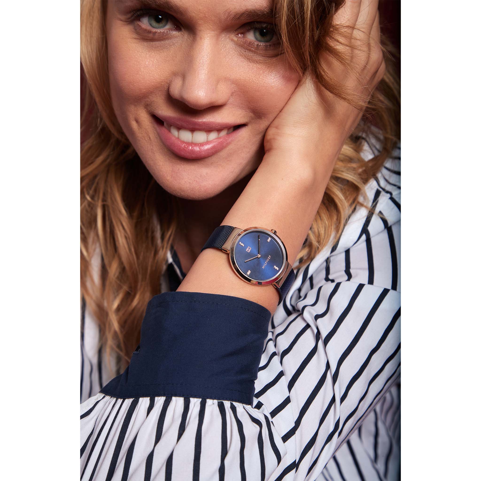 Tommy Hilfiger Blue Steel Mesh Navy Dial Women's Watch - 1782219