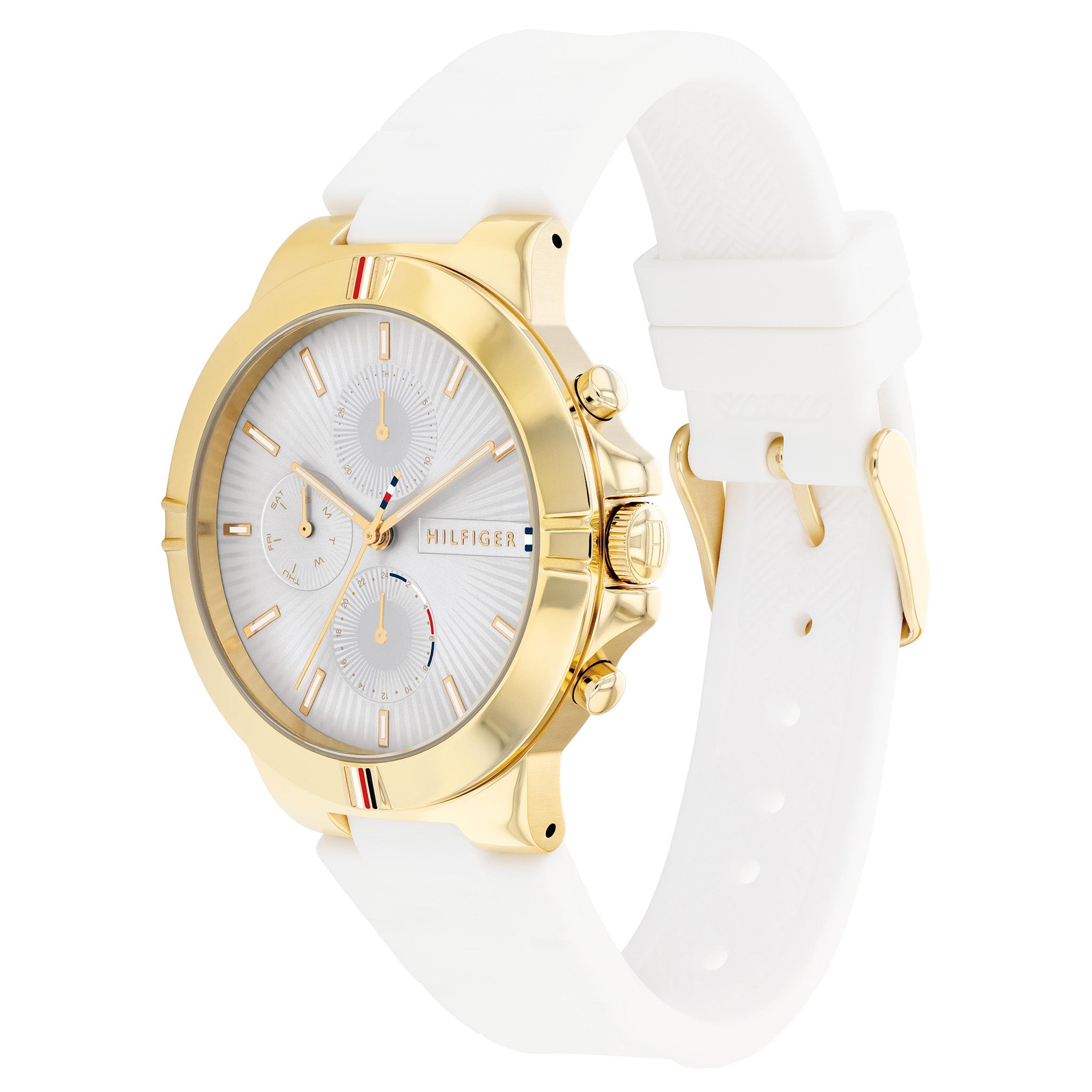Tommy Hilfiger White Silicone Silver Dial Women's Multi-function Watch - 1782333