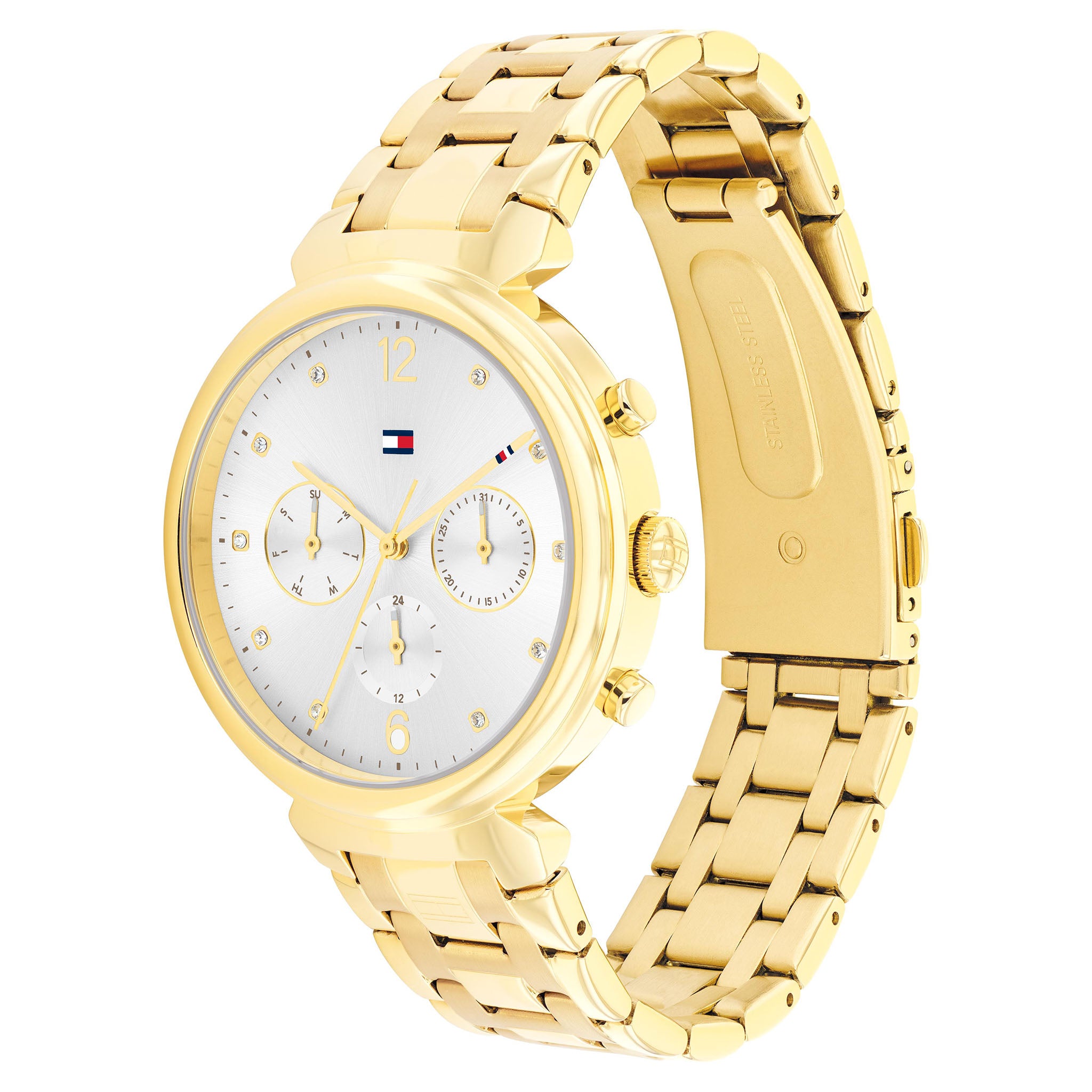Tommy Hilfiger Gold Steel White Dial Women's Multi-function Watch - 1782344