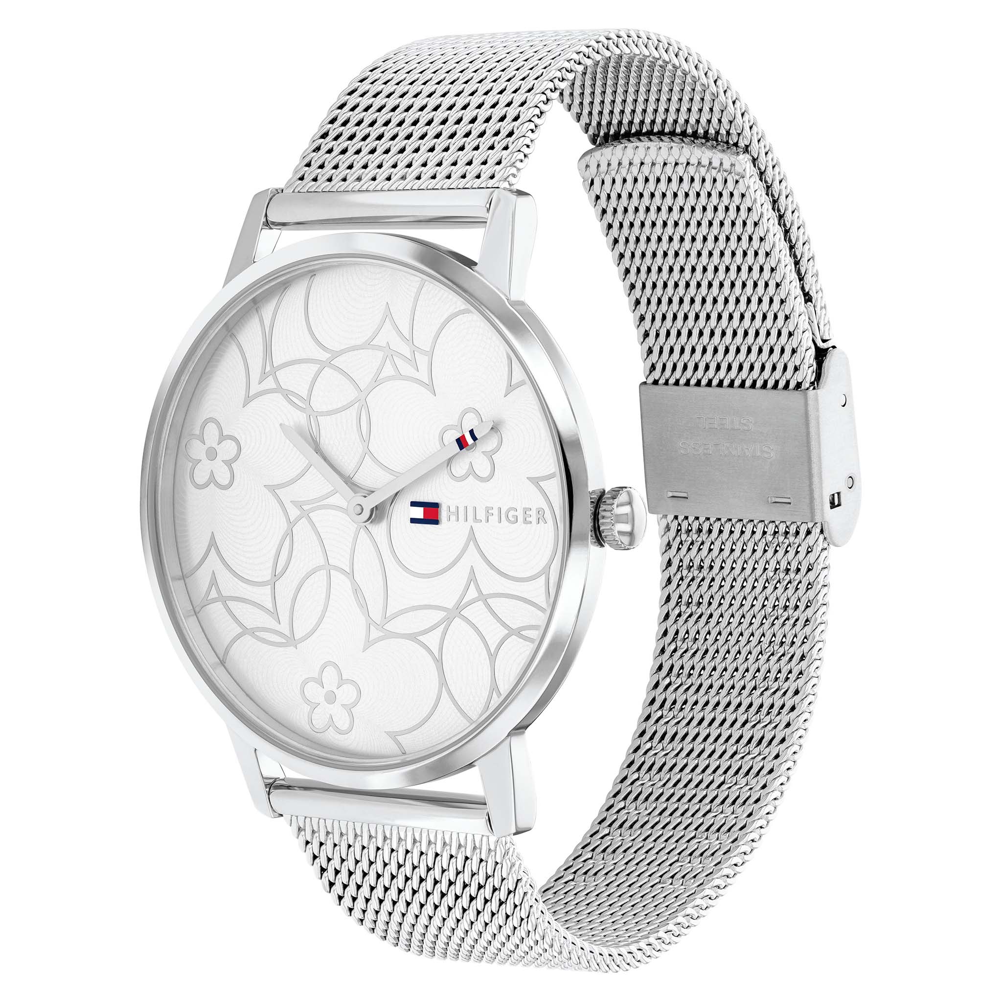 Tommy Hilfiger Steel Mesh Silver White Dial Women's Basic Slim Watch - 1782365