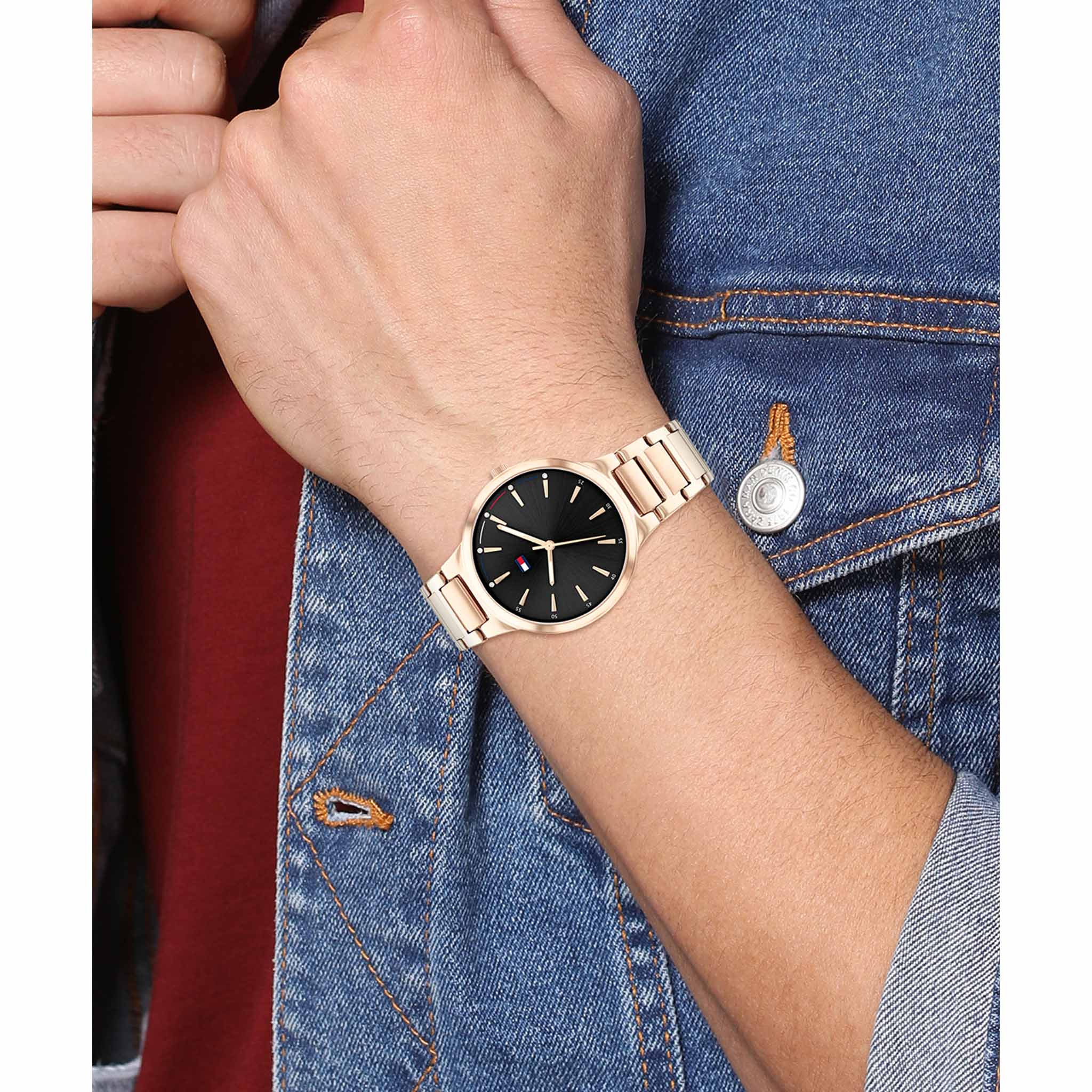 Tommy Hilfiger Carnation Gold Steel Black Dial Women's Watch - 1782400