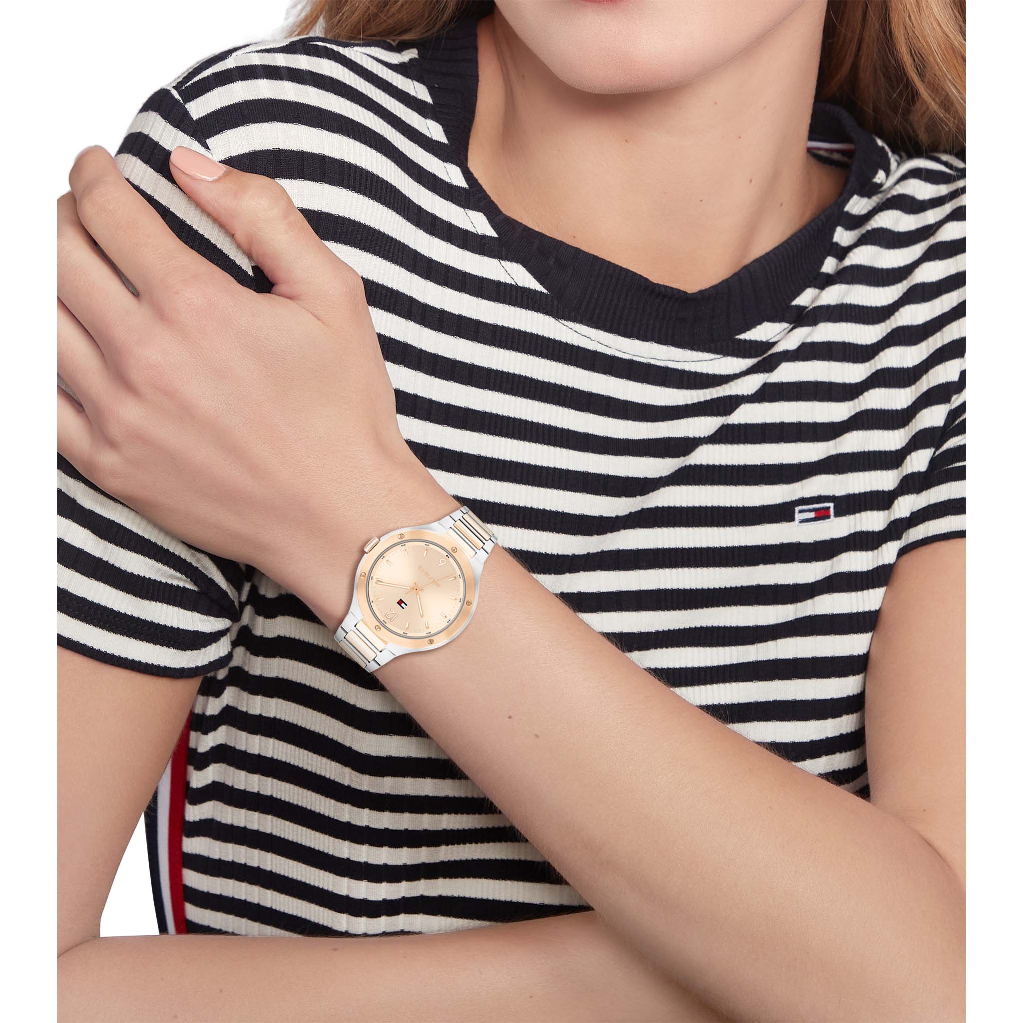 Tommy Hilfiger Two-Tone Steel Light Rose Gold Dial Women's Watch - 1782476