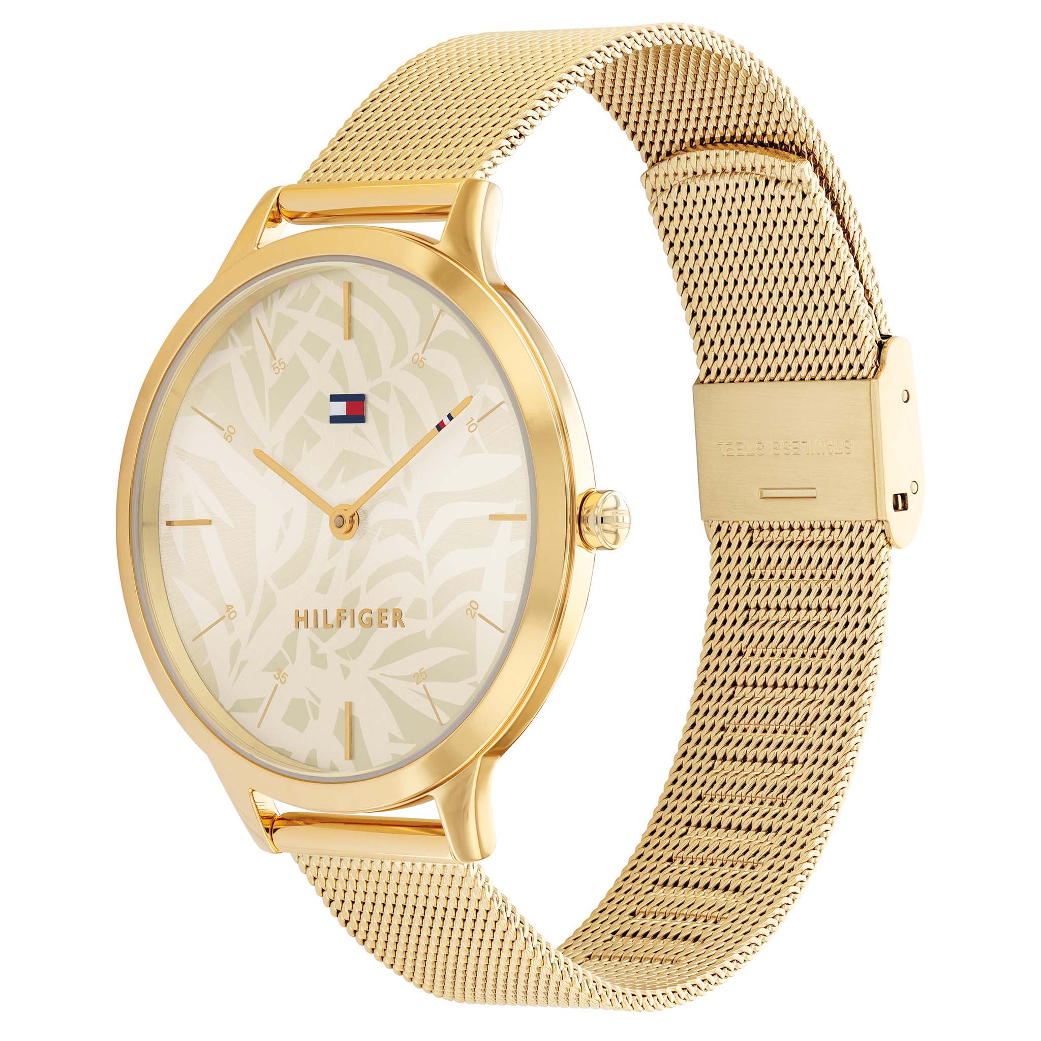 Tommy Hilfiger Gold Steel Mesh Light Champagne Dial Women's Watch - 1782494