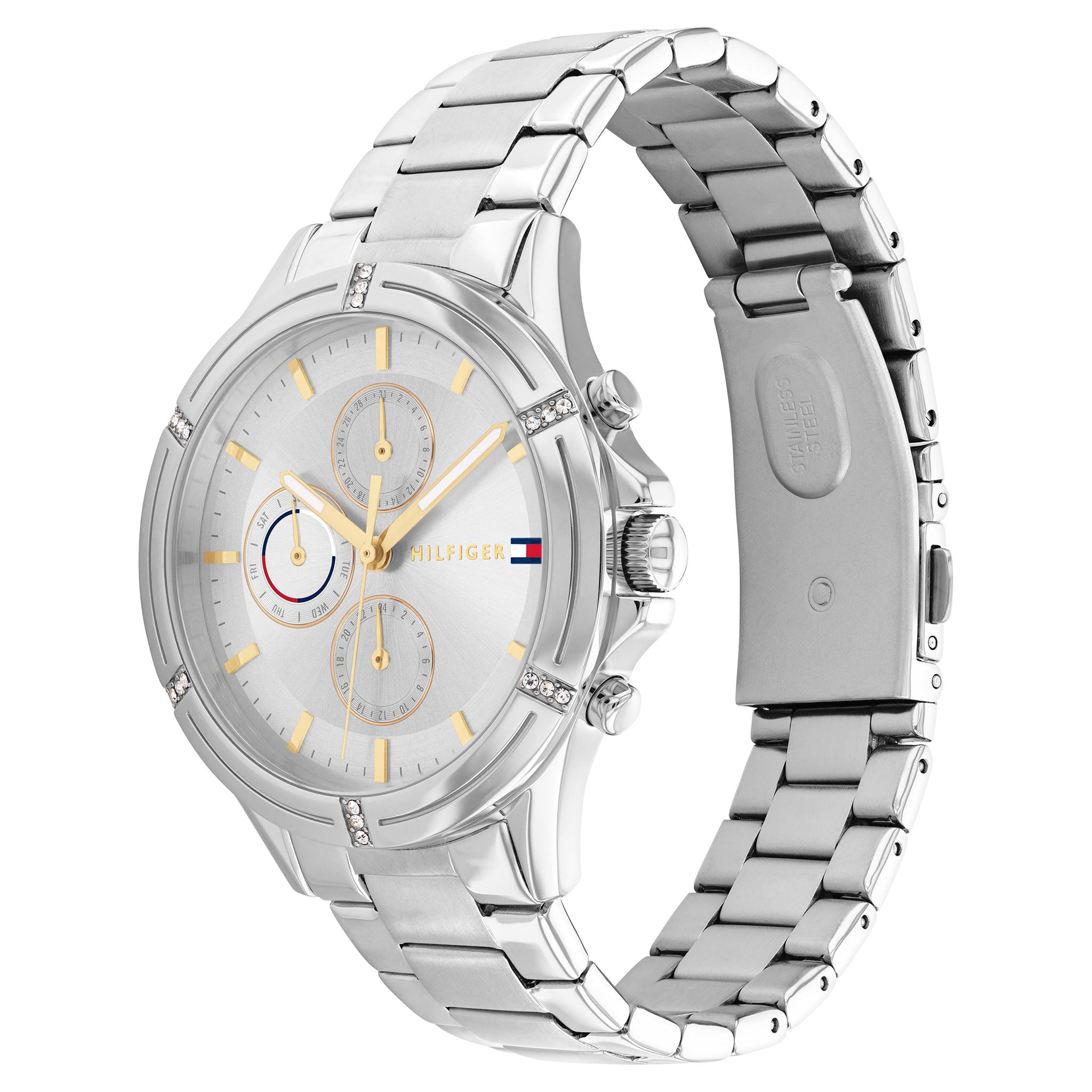 Tommy Hilfiger Stainless Steel Silver White Dial Women's Multi-function Watch - 1782502