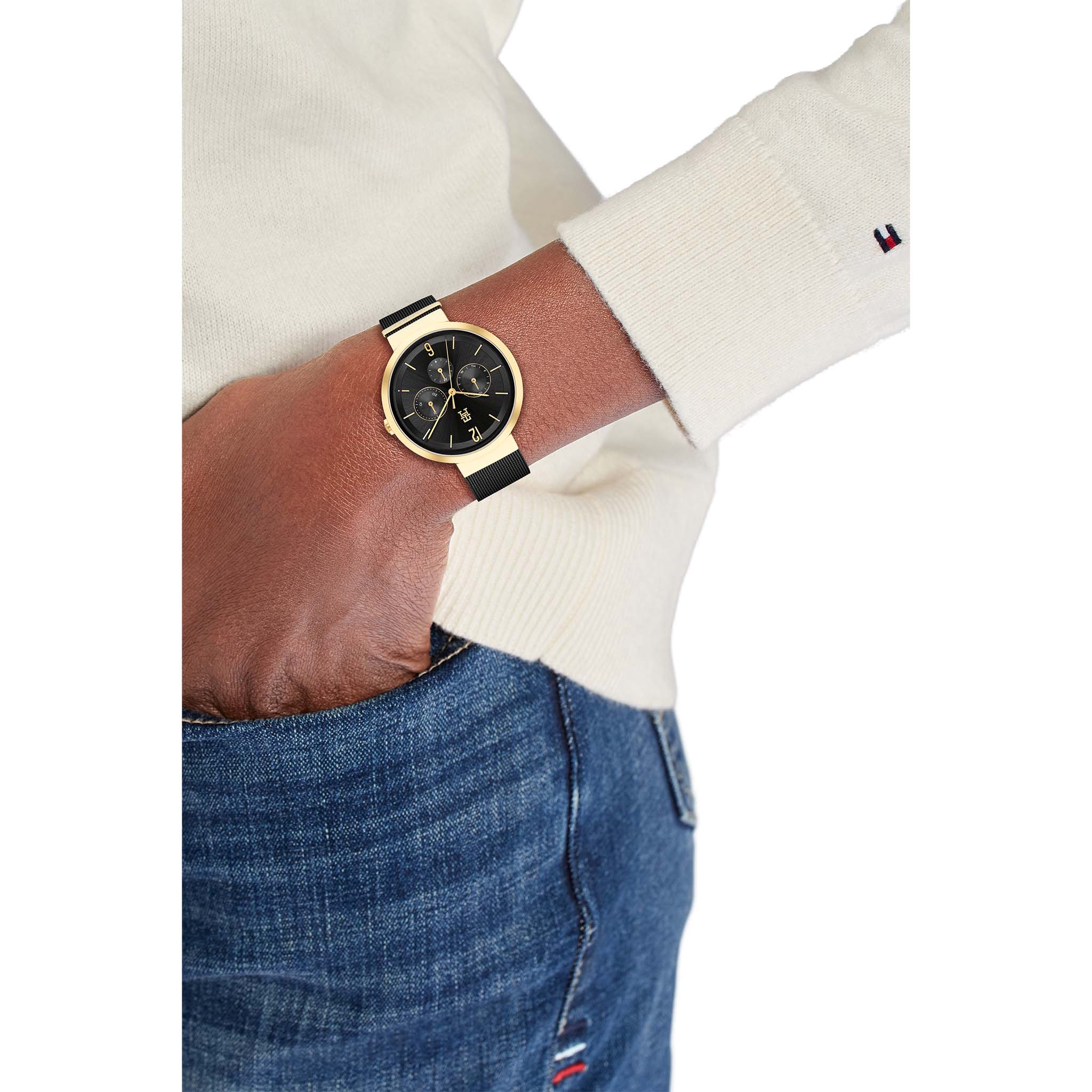 Tommy Hilfiger Black Steel Mesh Women's Watch - 1782540