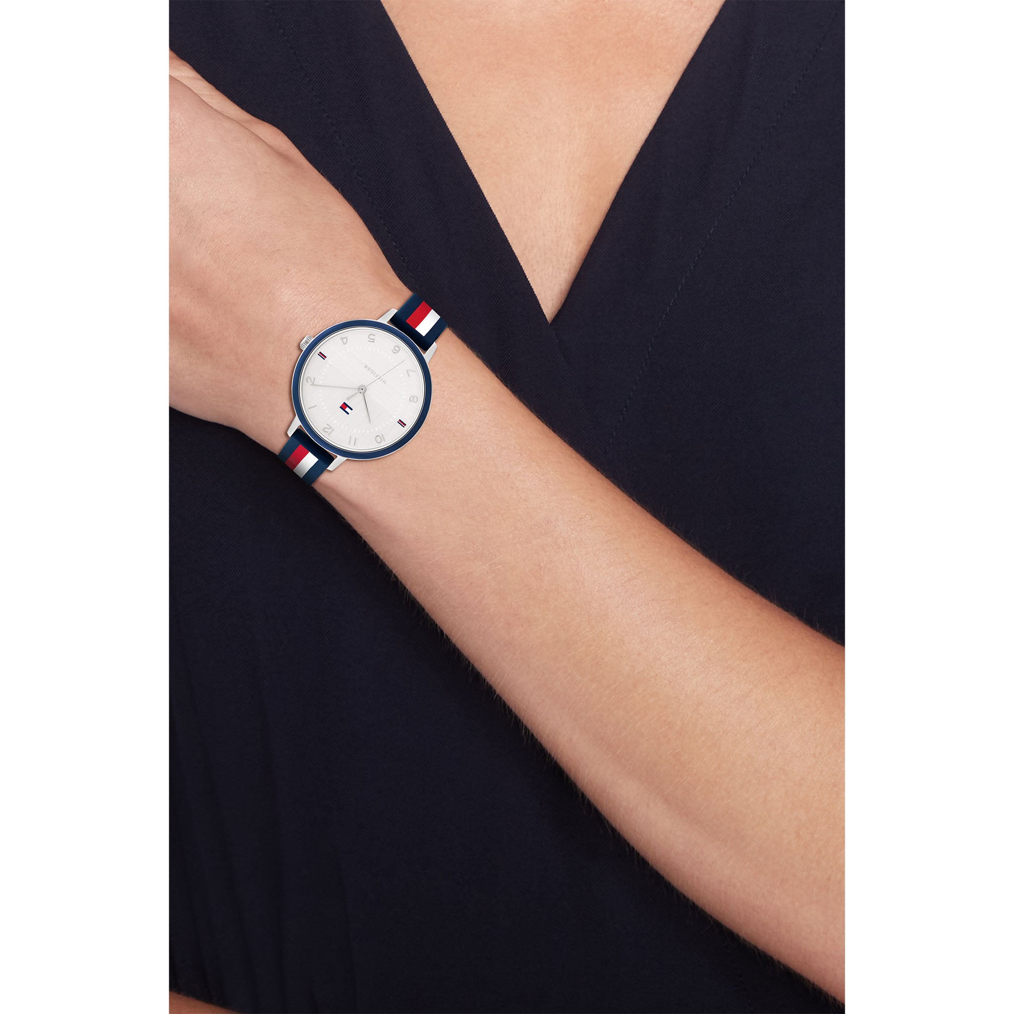 Tommy Hilfiger Multi-Colour Silicone White Dial Slim Women's Watch - 1782584