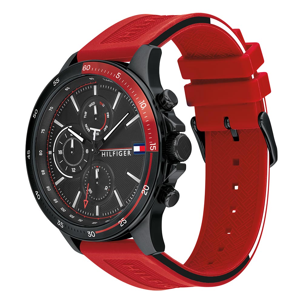 Tommy Hilfiger Red Silicone Band Men's Multi-function Watch - 1791722