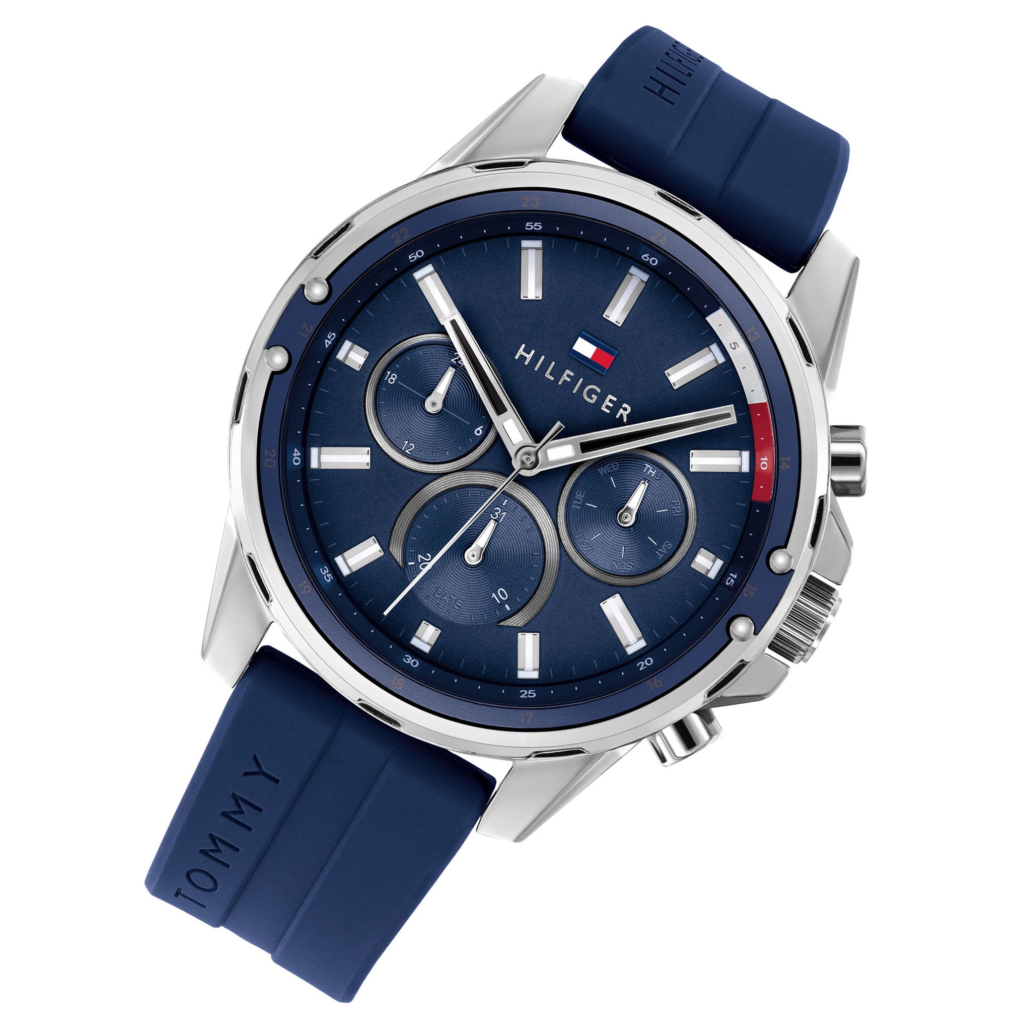 Tommy Hilfiger Mason Blue Silicone Band Men's Multi-function Watch - 1791791